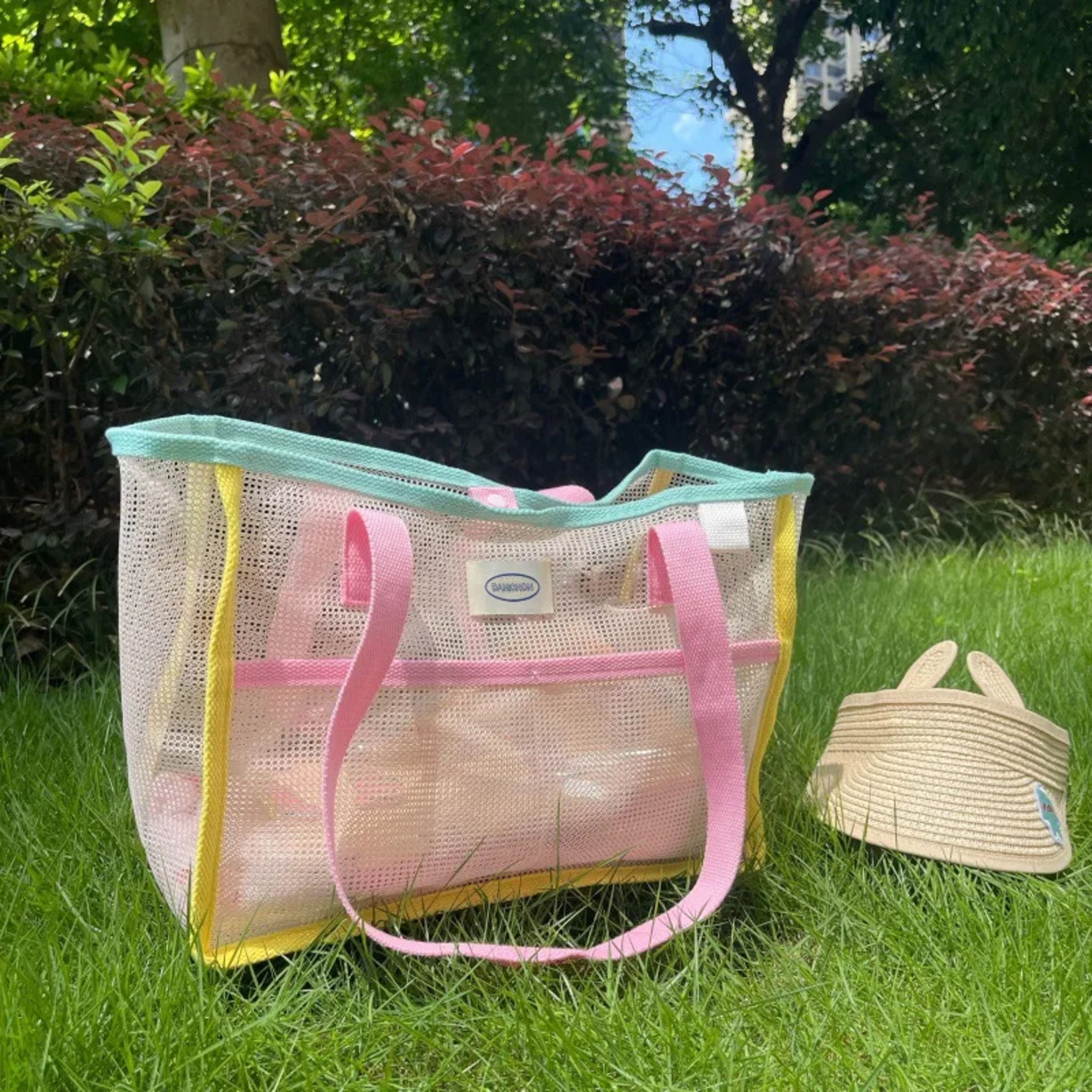 Clear Mesh Beach Tote Bag Large Capacity Pool And Shower Carryall 1