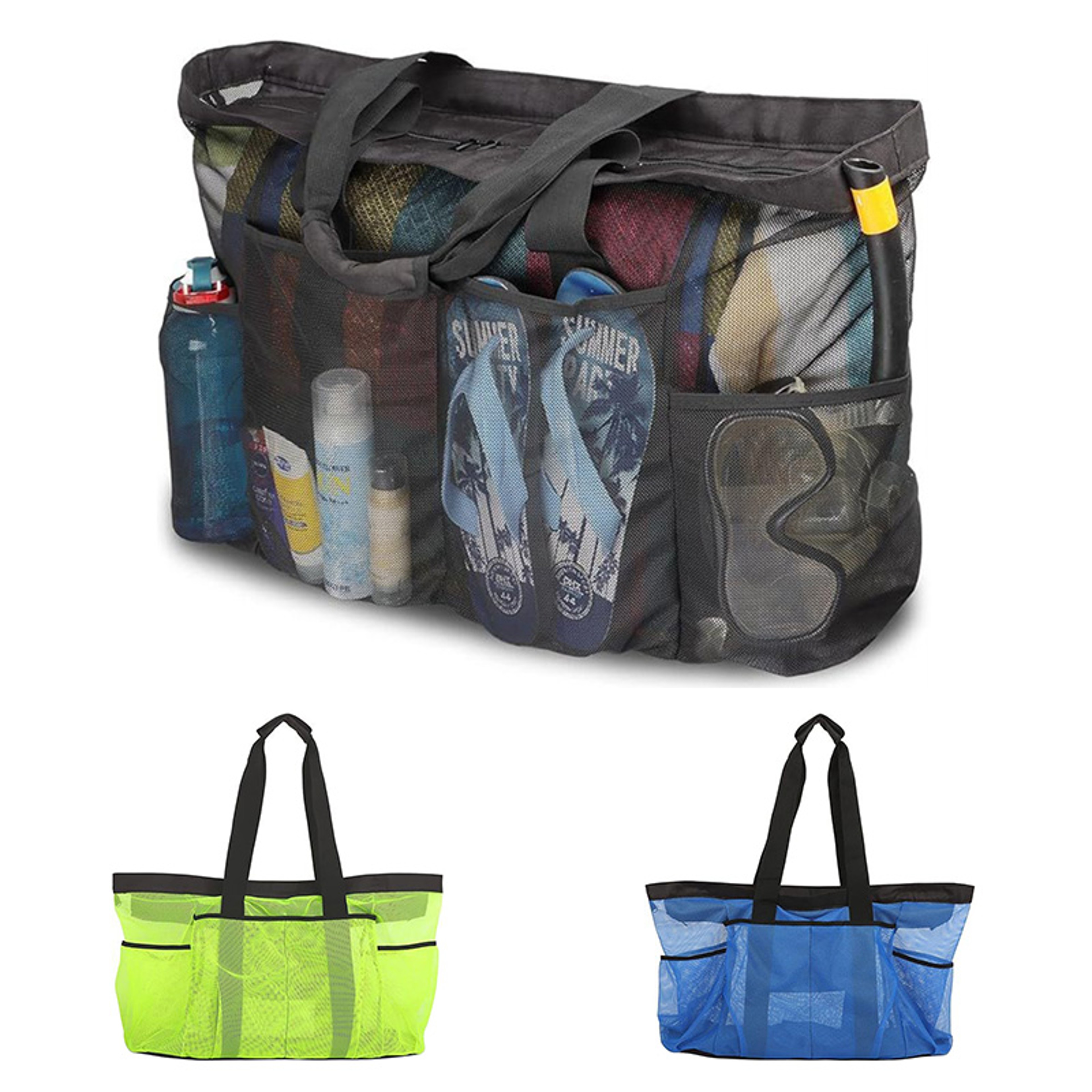Mesh Beach Bag Large Beach Tote Foldable Pool Travel 0