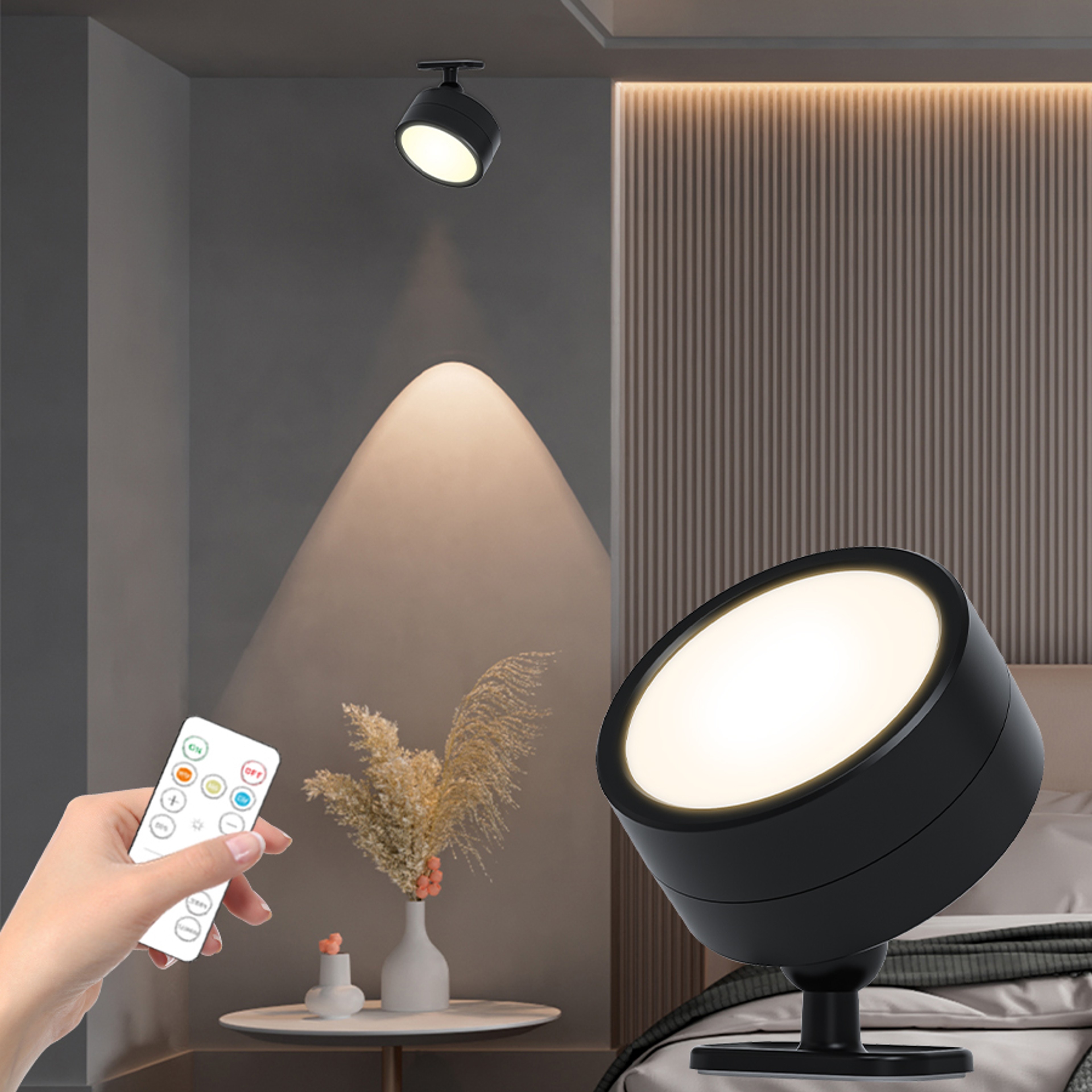 Wireless Wall Lamp Rechargeable Magnetic Wall Sconce Rotating LED Bedside Light with Remote – view 6