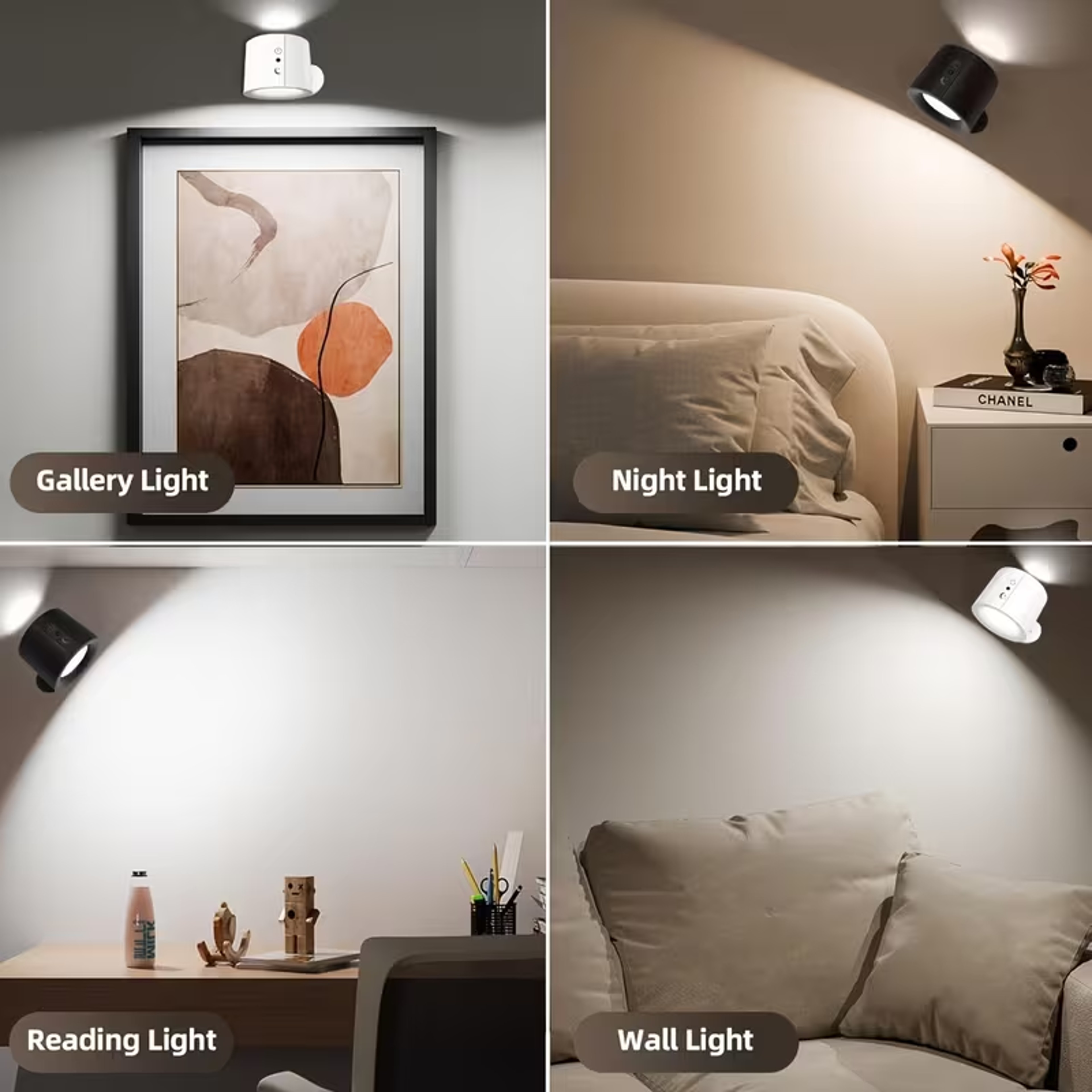 Rechargeable LED Wall Light Double Head 360 Rotating Wireless Wall Lamp with Remote Control – view 6