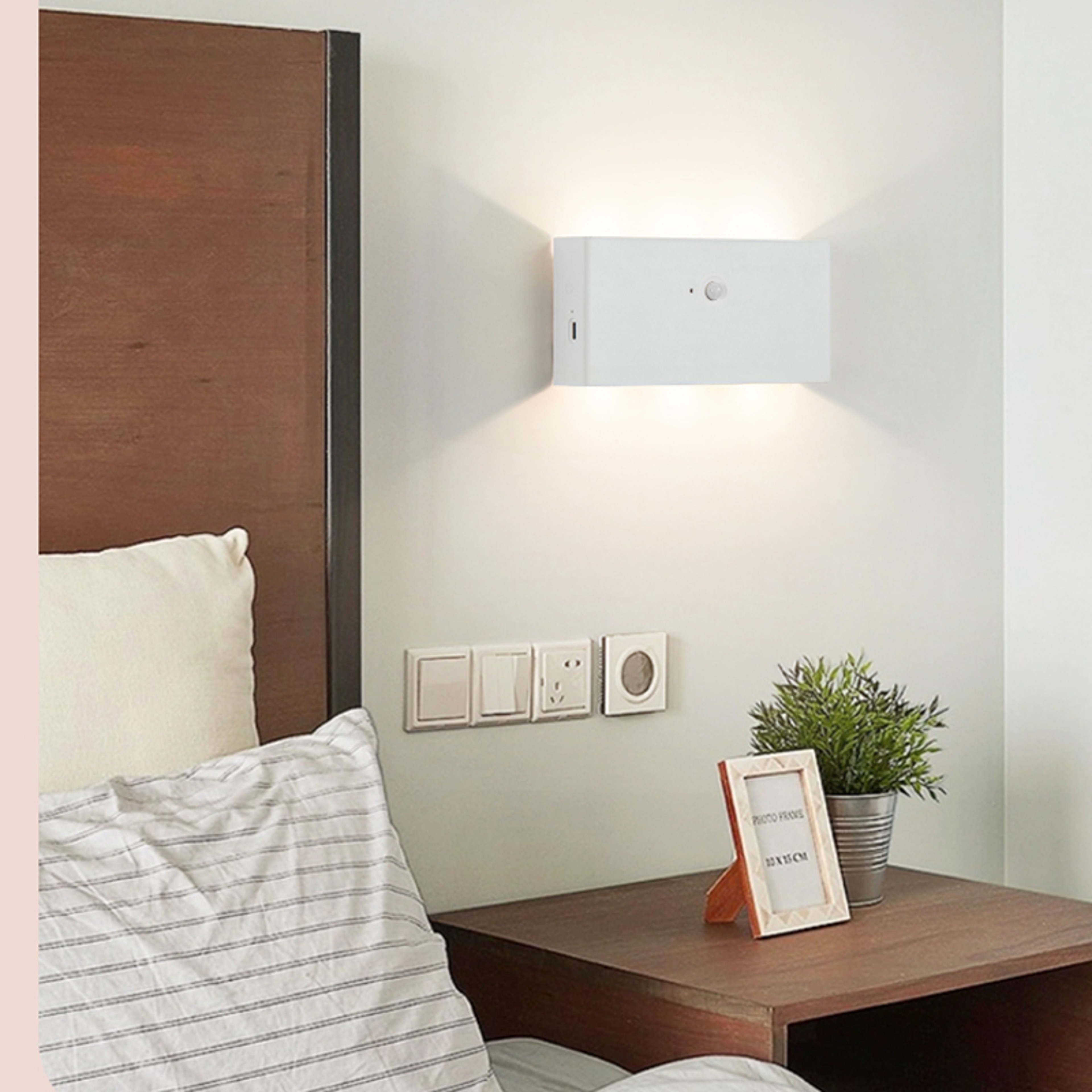 Rechargeable Motion Sensor Wall Light Wireless LED Wall Sconce with Magnetic Mount 4000mAh Battery Walnut Finish – view 3