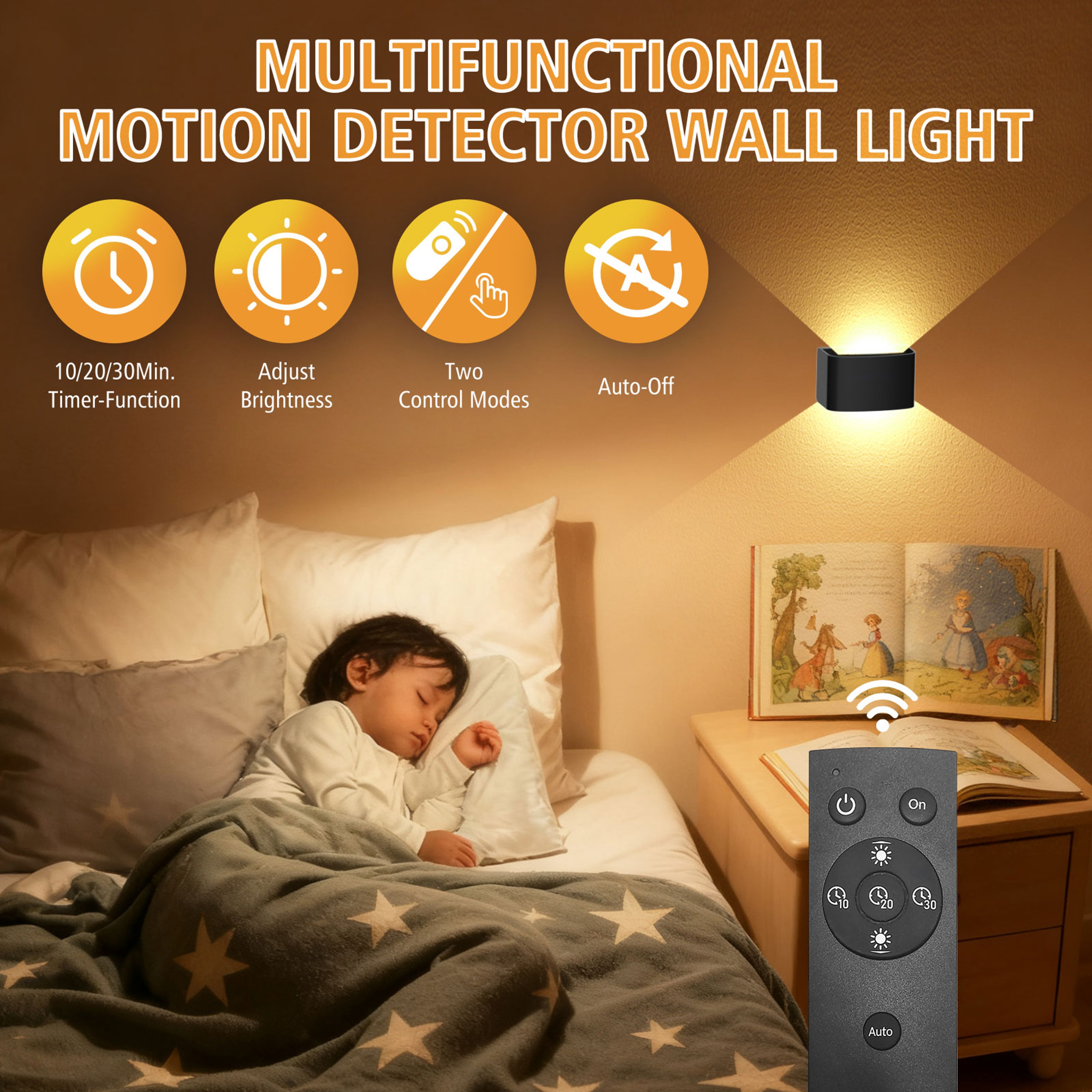 Rechargeable Wireless Wall Lamp with Motion Sensor Light Up Down LED Wall Sconce Remote Control – view 5