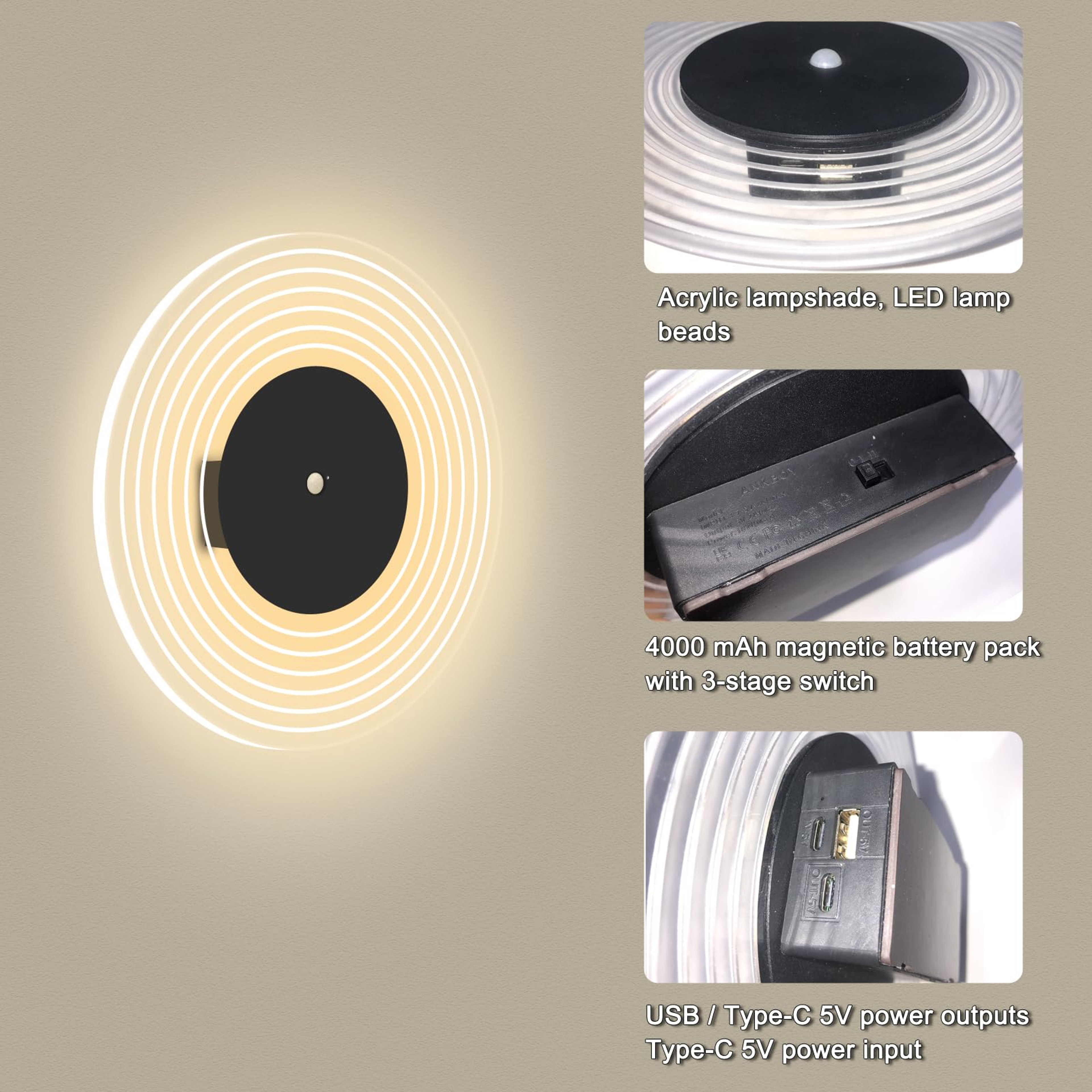Rechargeable Motion Sensor Wall Light Wireless Magnetic Wall Lamp With Battery For Indoor Home Ligh 5