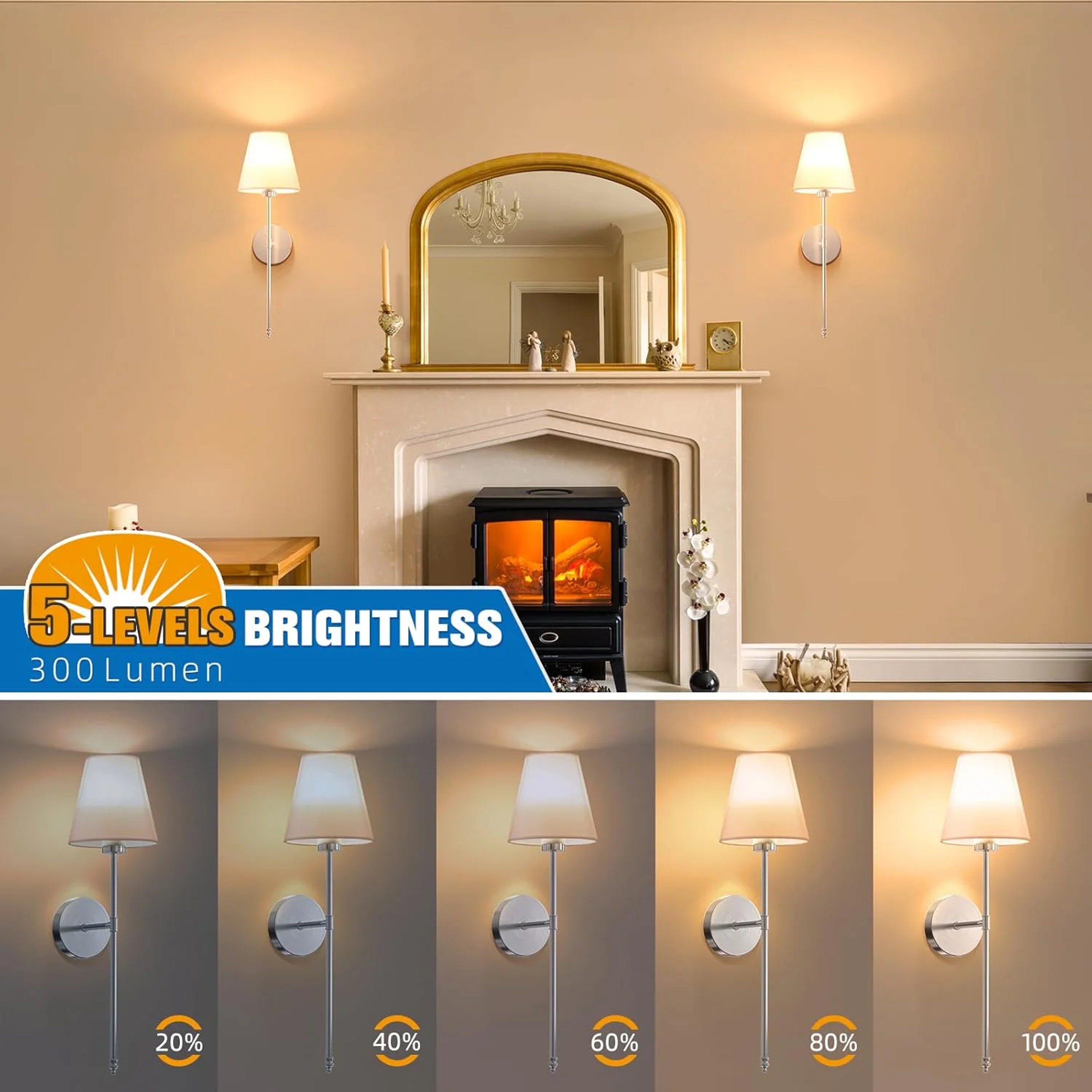 Rechargeable Wall Sconce Wireless Wall Light with RGB Dimmable LED Remote Control – view 5