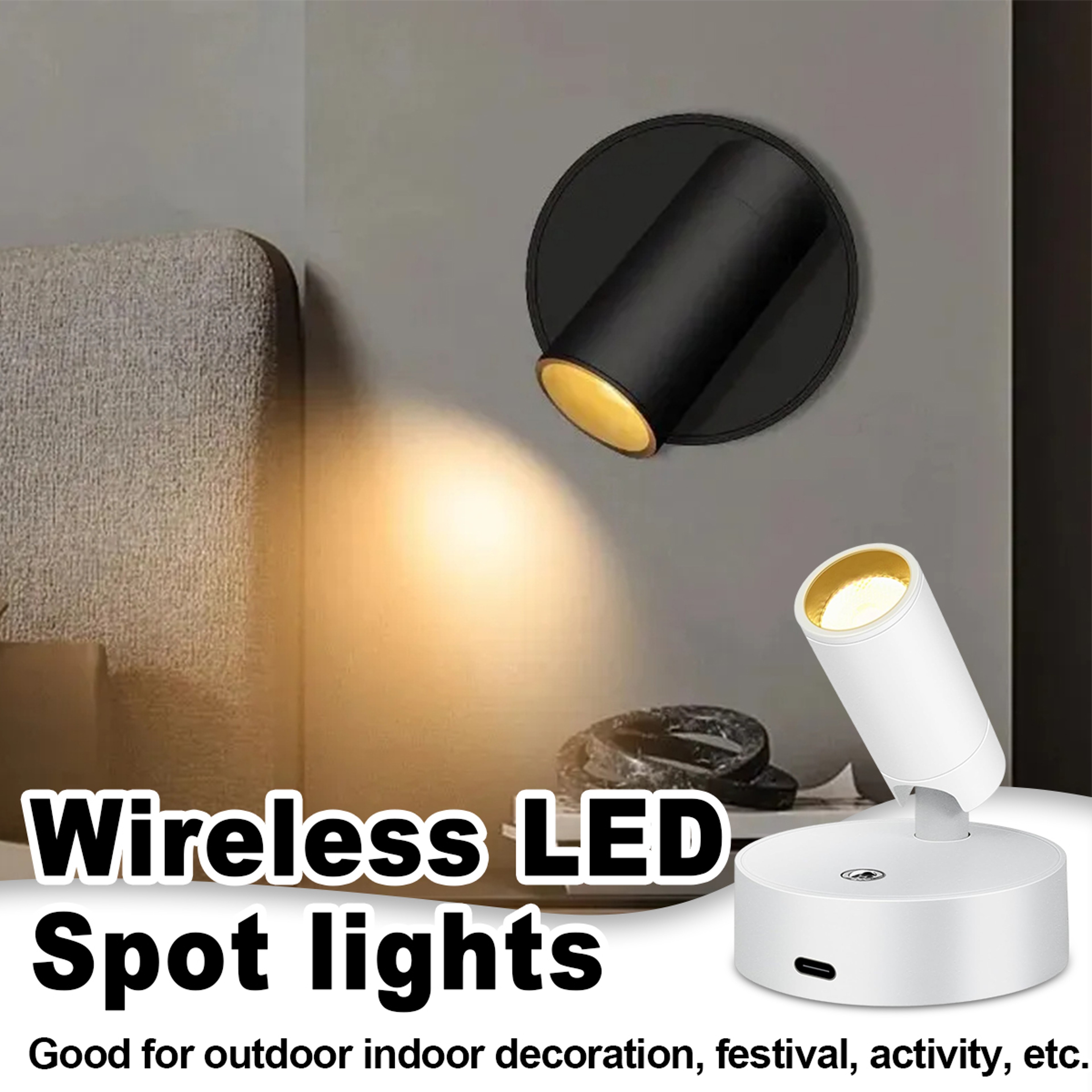 Rechargeable LED Wall Sconce With Remote Touch Control 360 Rotating Wireless Wall Light 0