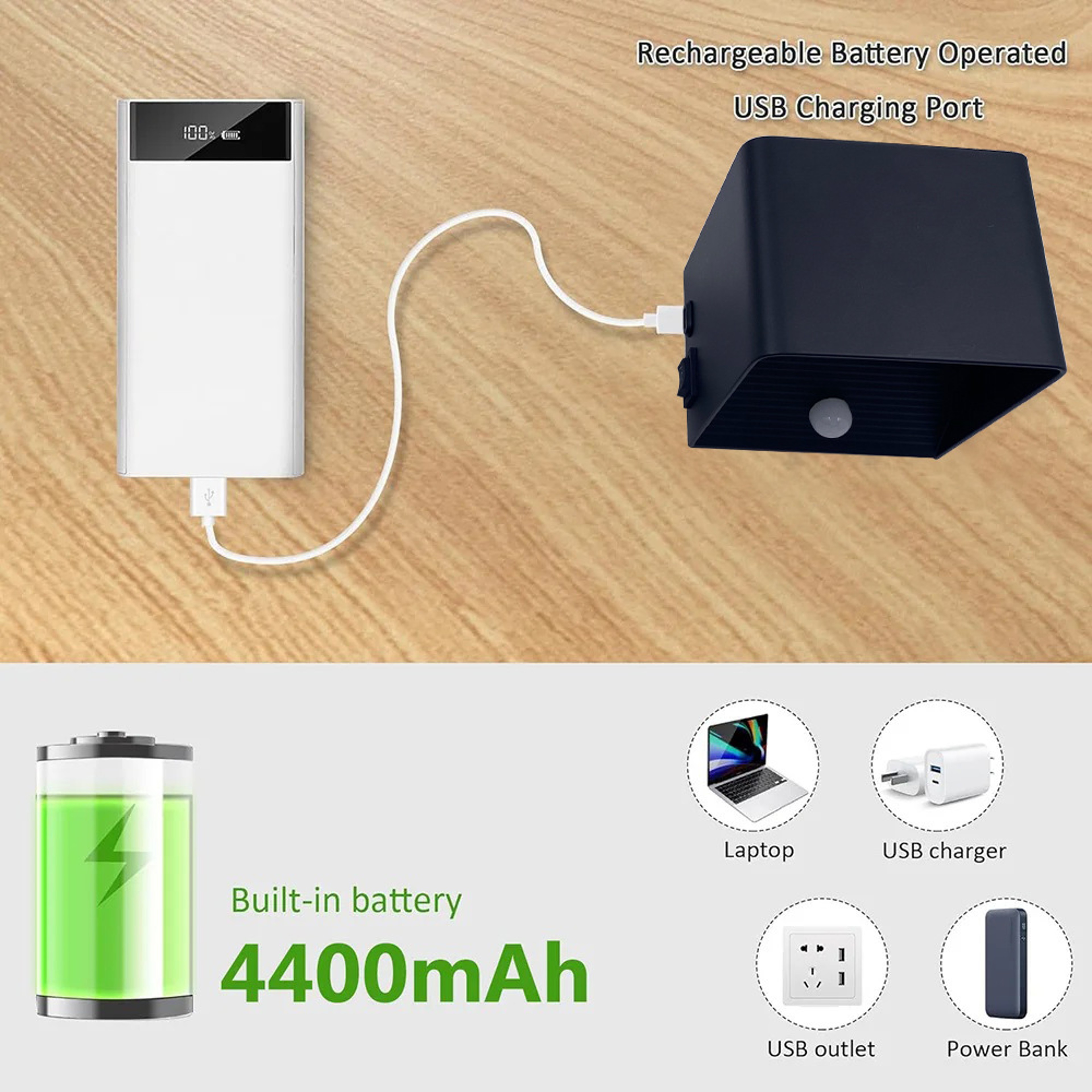 Rechargeable RGB Cordless Wall Light with Remote Control & Dimmable Up Down Glow – view 4