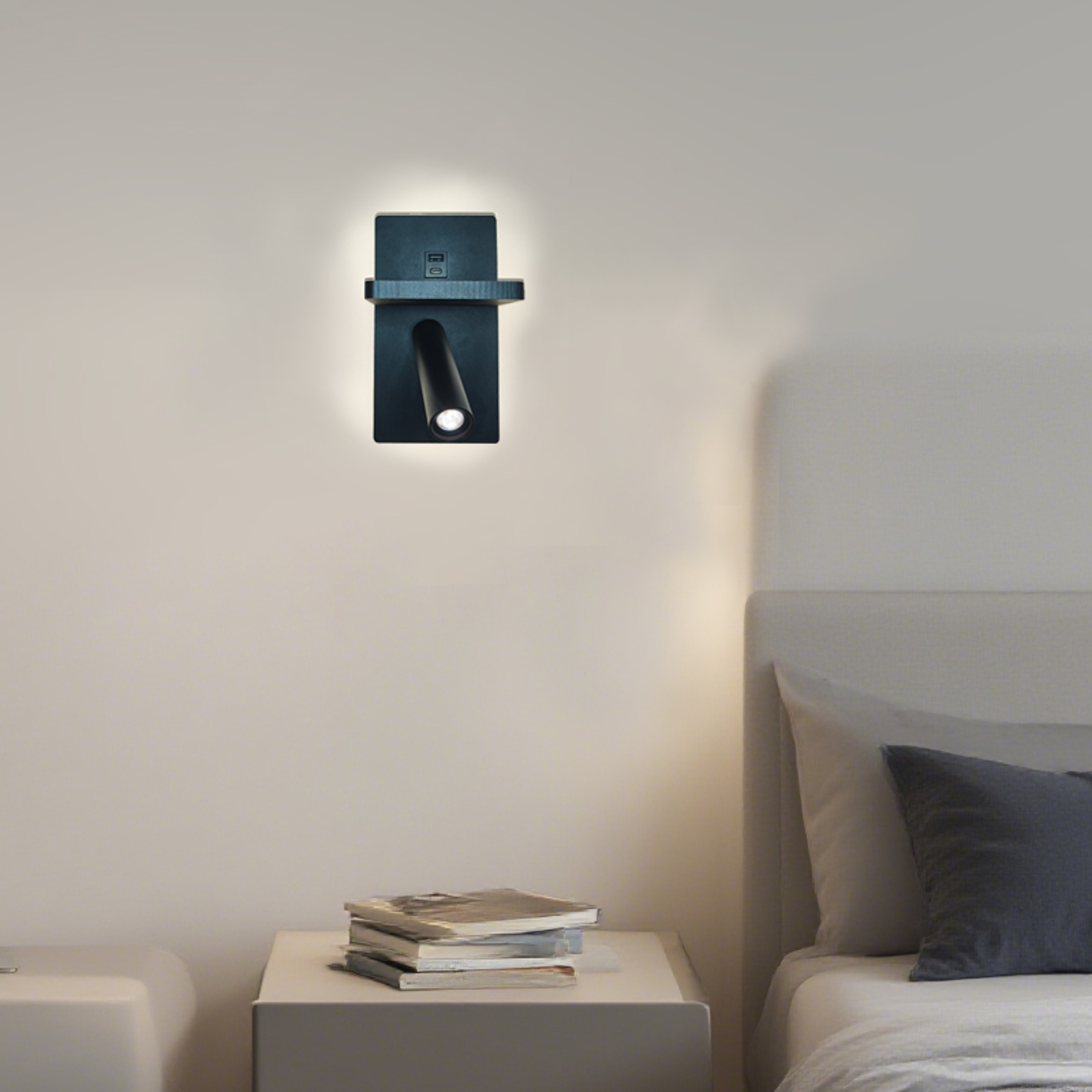 Modern Wireless Wall Light Rechargeable LED Wall Sconce with Adjustable Spotlight for Bedroom Living Room – view 2