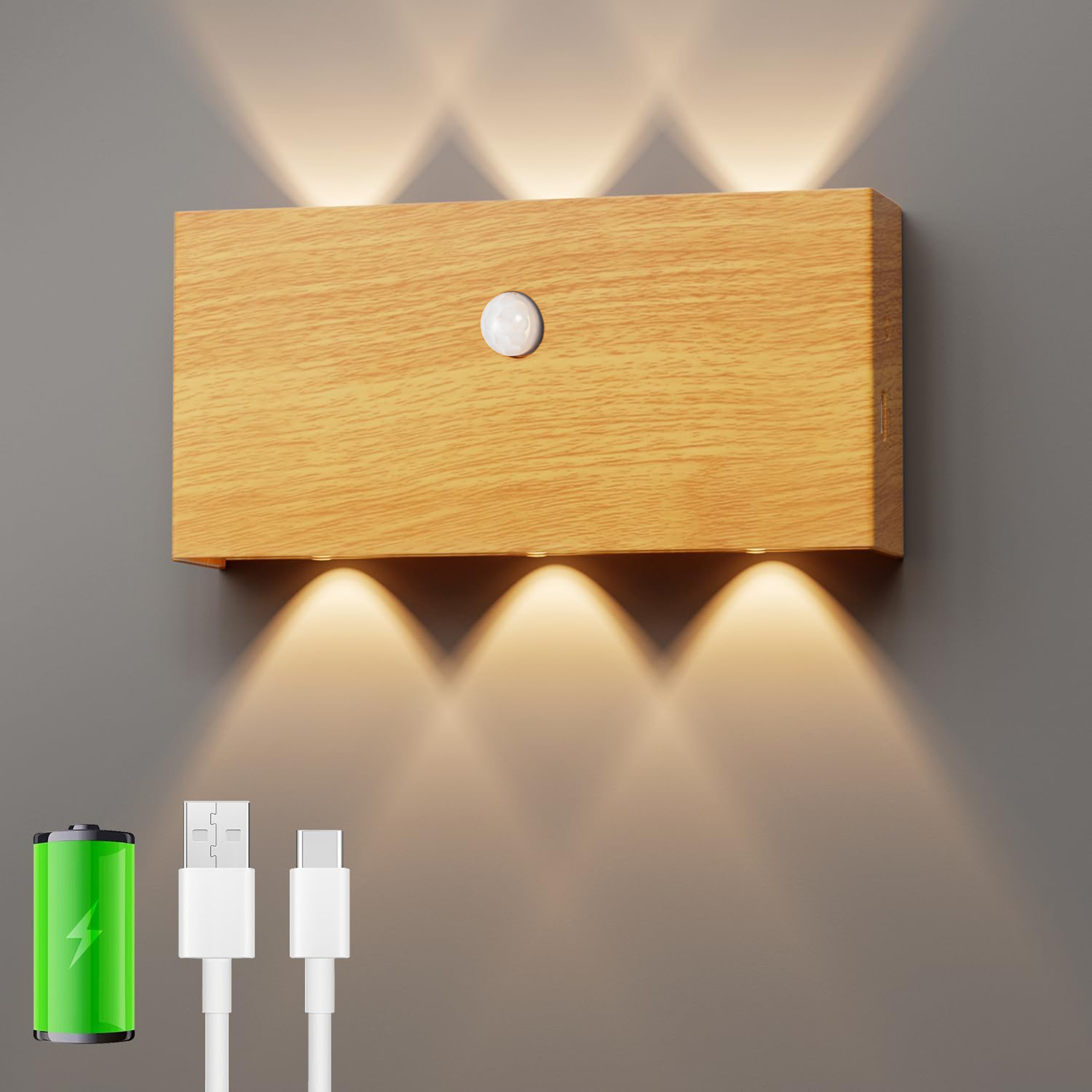 Rechargeable LED Motion Sensor Wall Light Wireless Battery Operated Indoor Wall Lamp 1