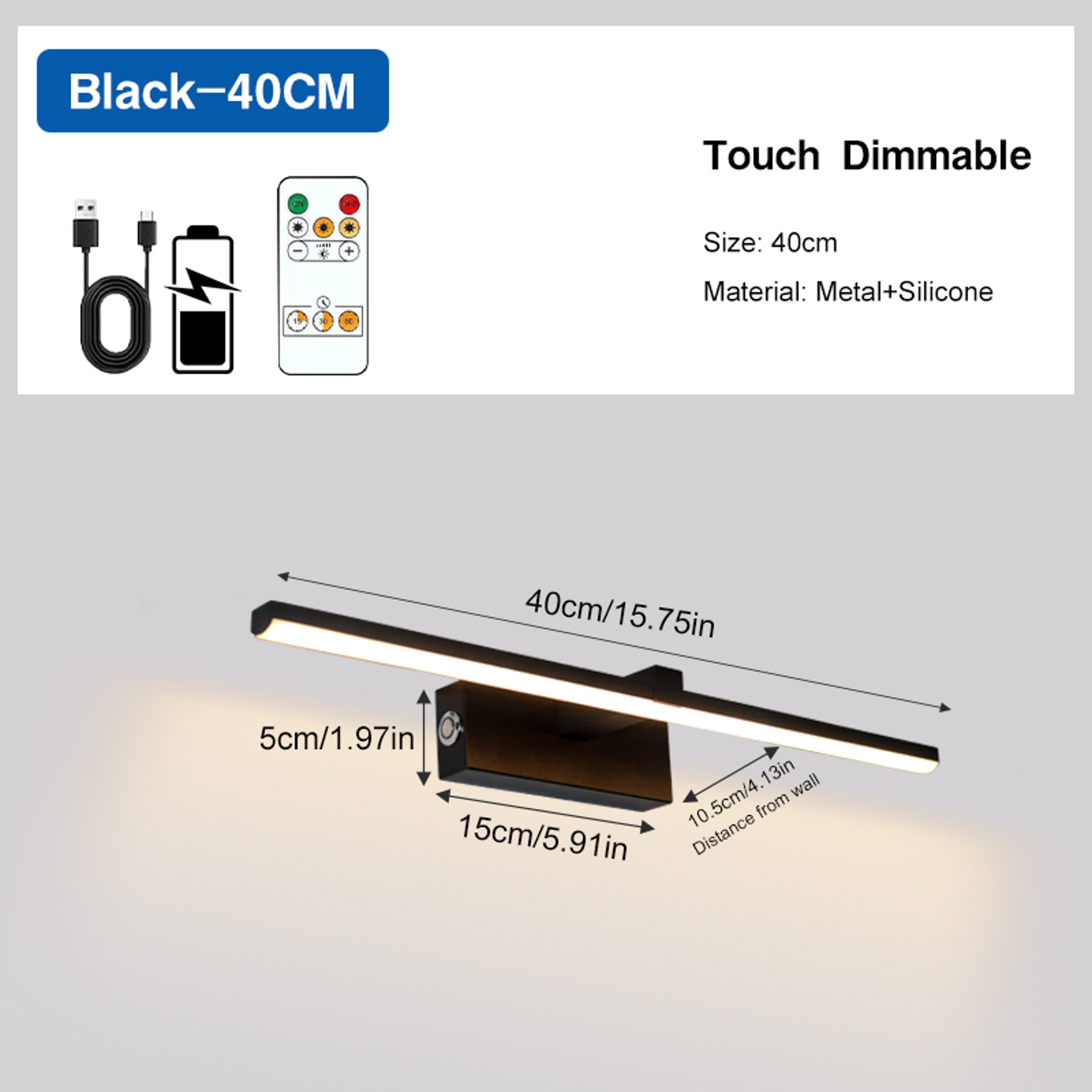 Rechargeable LED Picture Light with Remote, Wireless Battery Operated Wall Light, 3 Color Dimmable – view 8