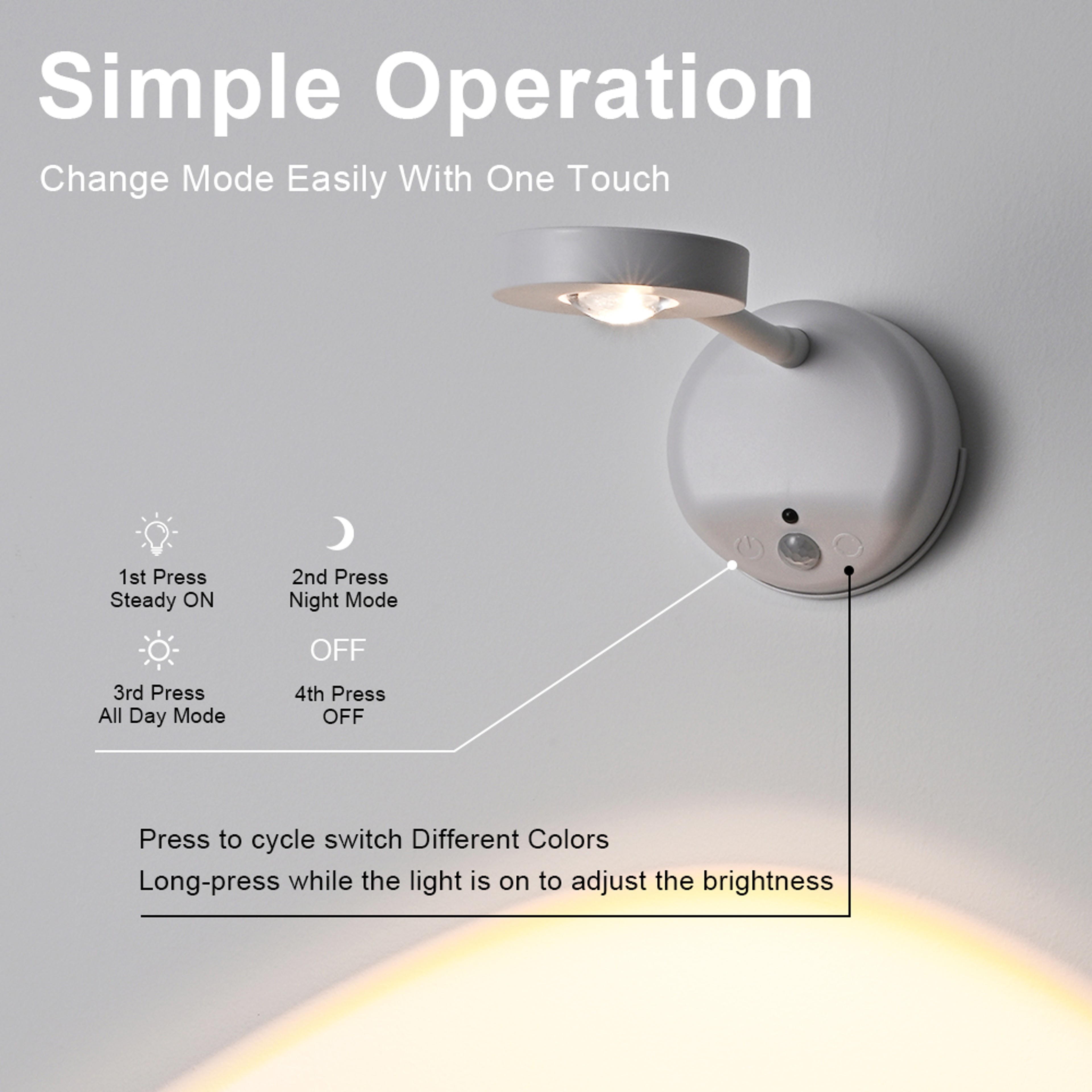 Rechargeable Motion Sensor Wireless Wall Sconce LED Picture Light with Dimmable Spotlight – view 3