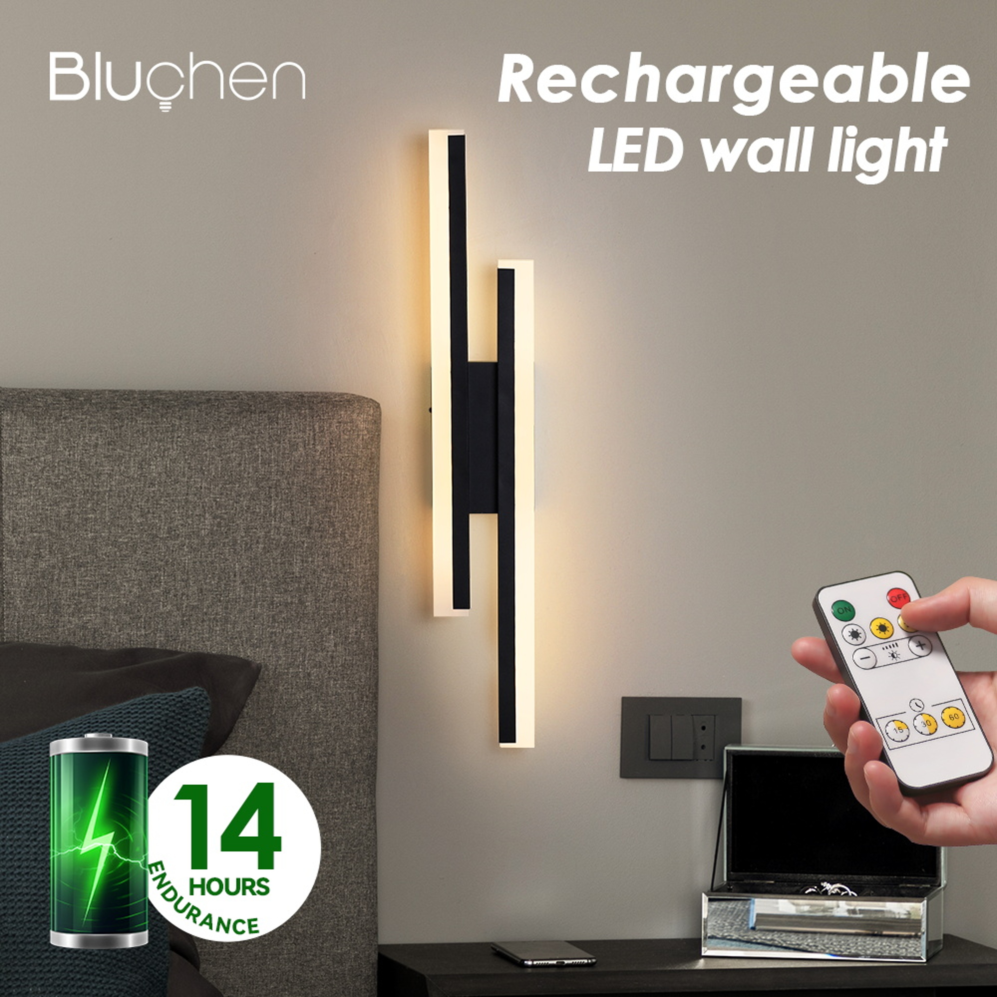 Modern Rechargeable Wall Light USB C Wireless Battery Operated LED Wall Sconce 0
