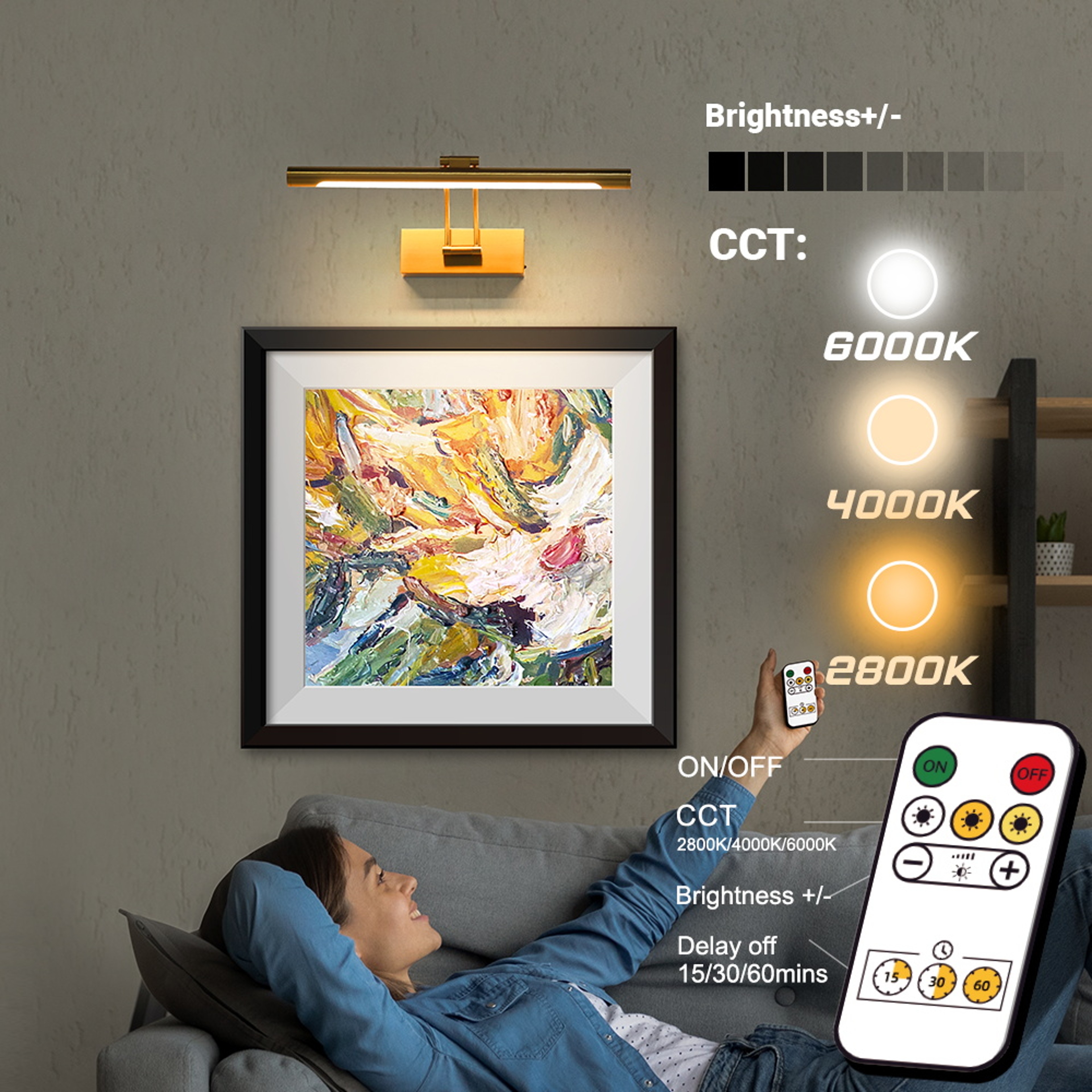 Rechargeable Wall Light Wireless Wall Sconce Battery Operated Dimmable LED Wall Lamp – view 3