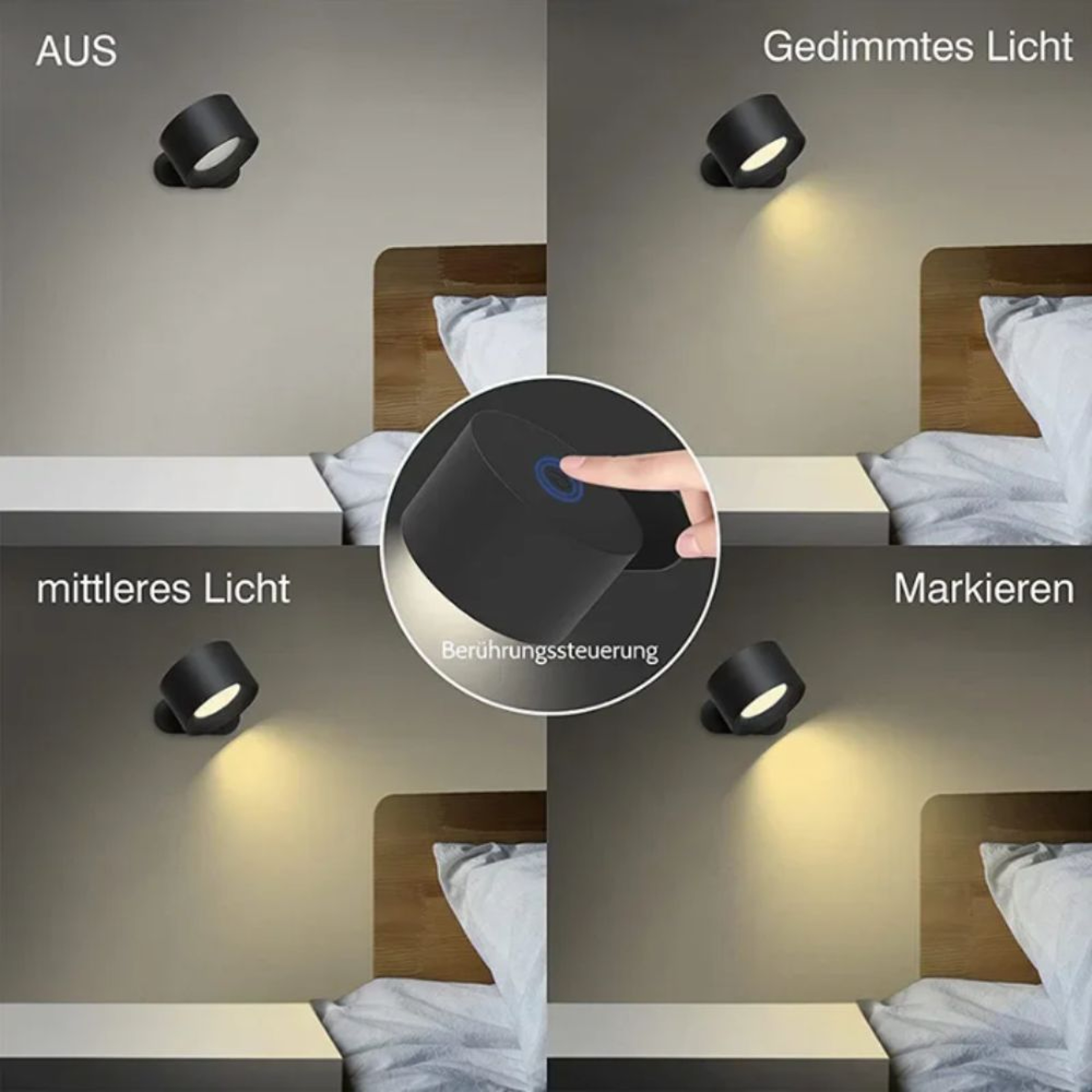Rechargeable Magnetic LED Wall Sconce Rotating Cordless Wall Light with Color Temperatures – view 1
