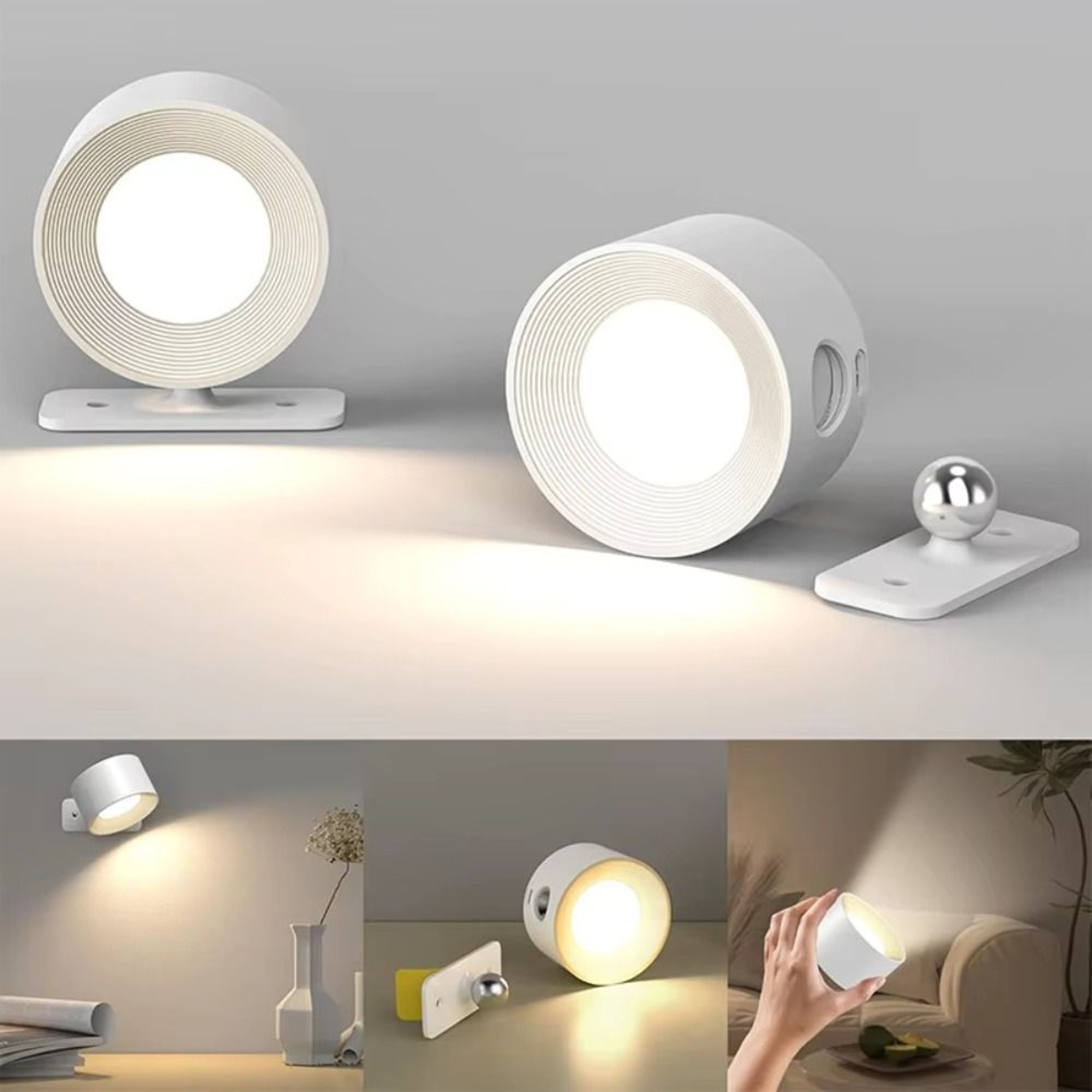 Rechargeable Magnetic LED Wall Sconce Rotating Cordless Wall Light with Color Temperatures – view 2