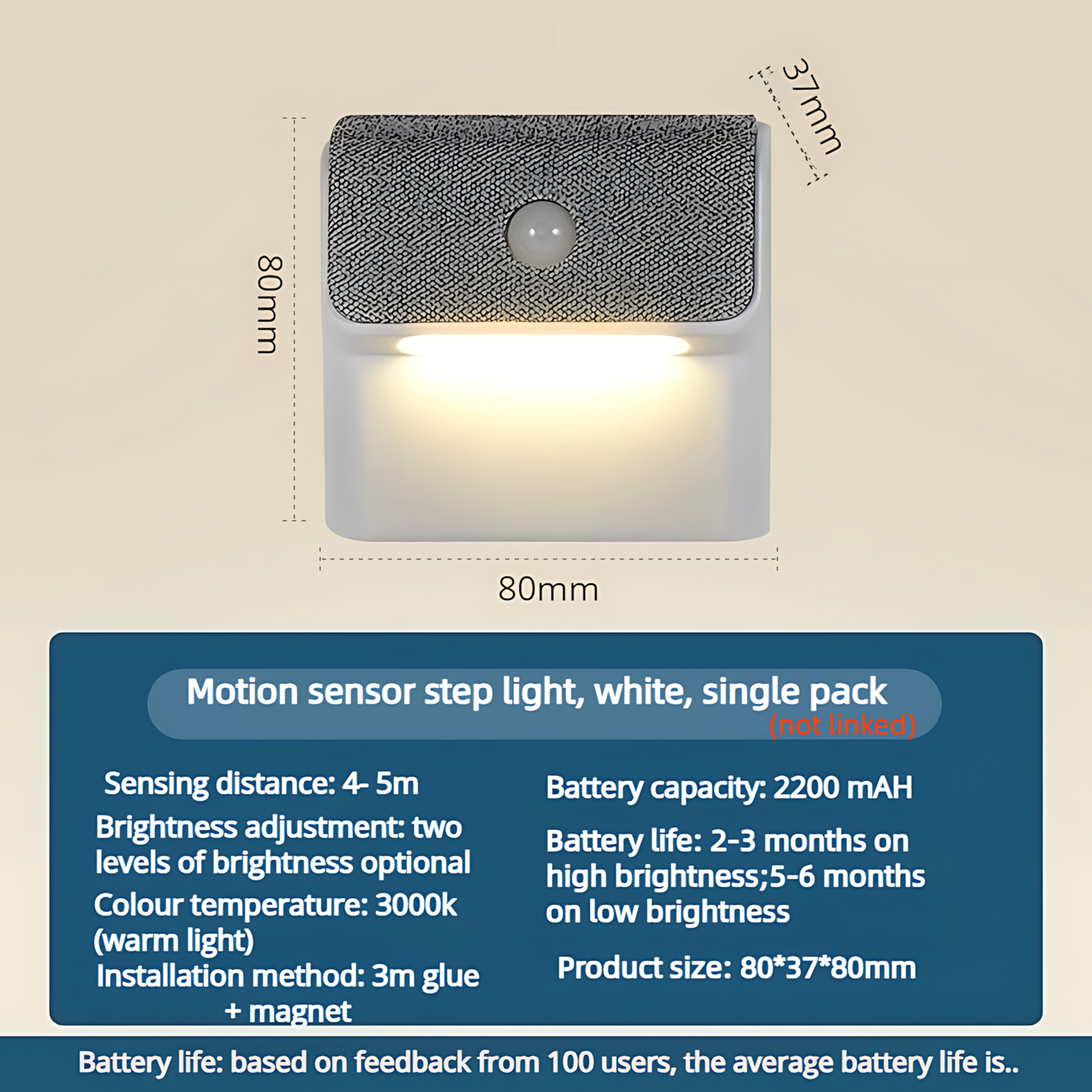 Smart Motion Sensor Night Light Rechargeable LED Wall Light Wireless Magnetic Closet Lamp for Hallway Stairs – view 8