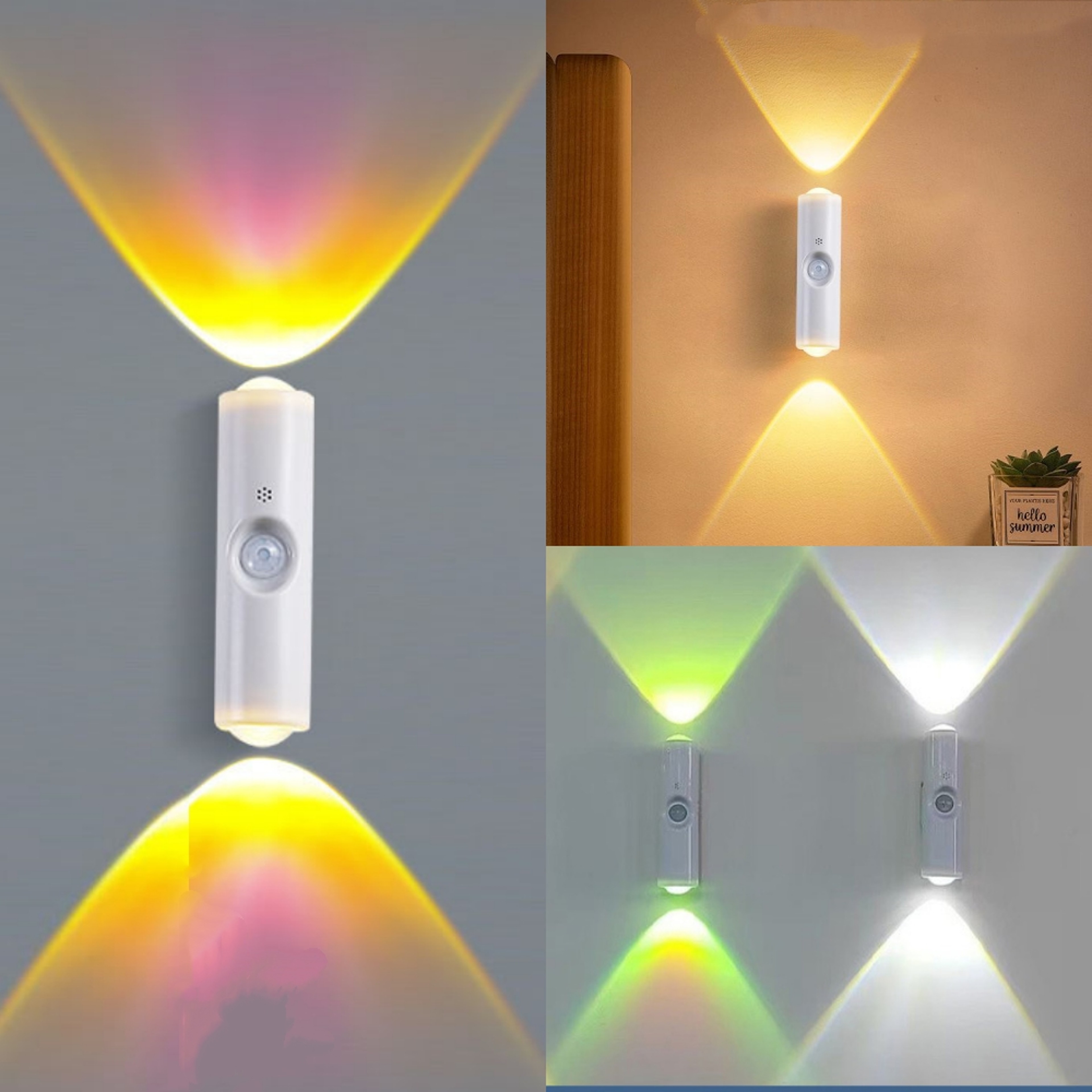 Dual Cat Eye Motion Sensor Night Light RGB LED Wall Light Rechargeable Magnetic Wireless Lamp – view 5