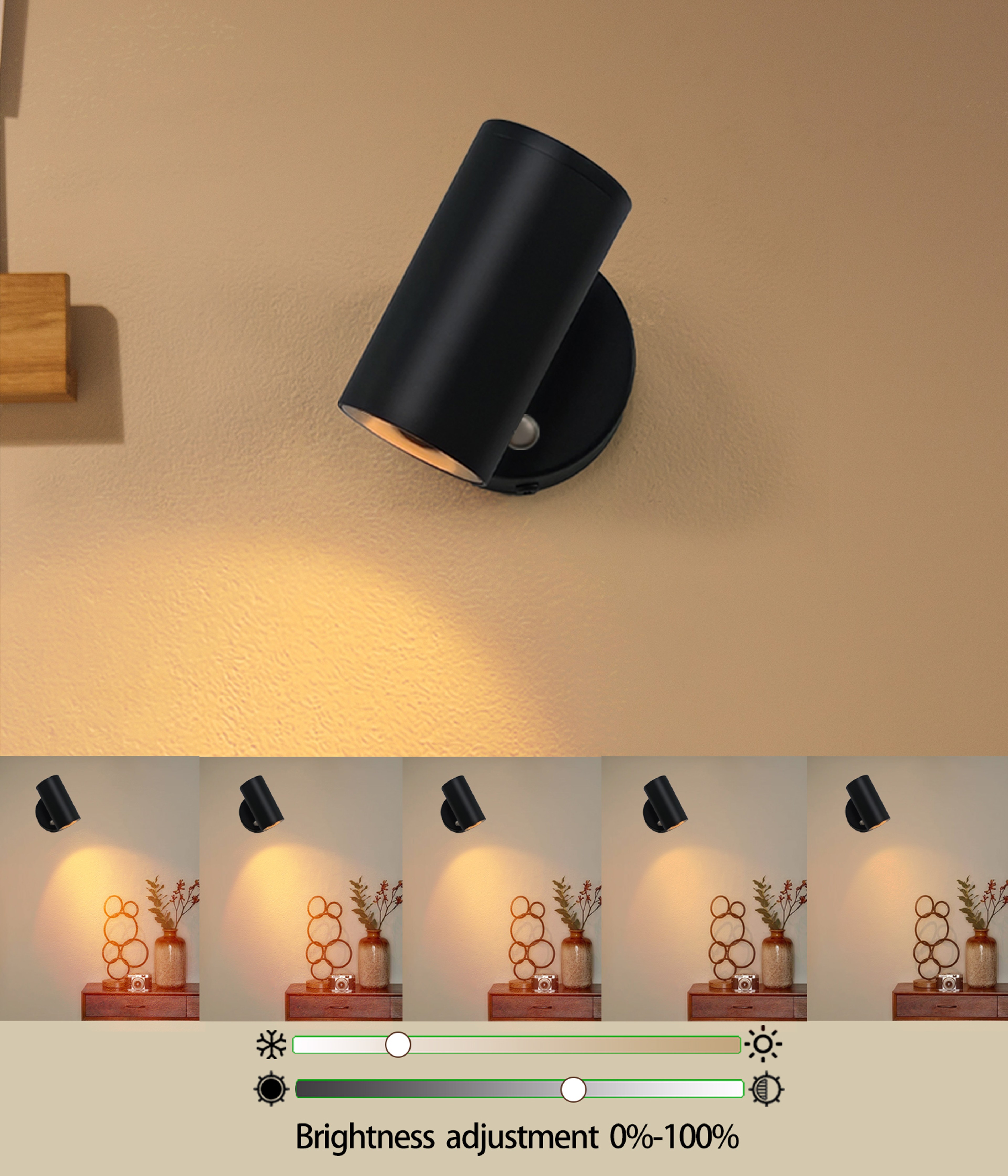 Rechargeable LED Wall Sconce Wireless Magnetic Wall Lamp with Remote Touch Control and Color Lighting – view 3