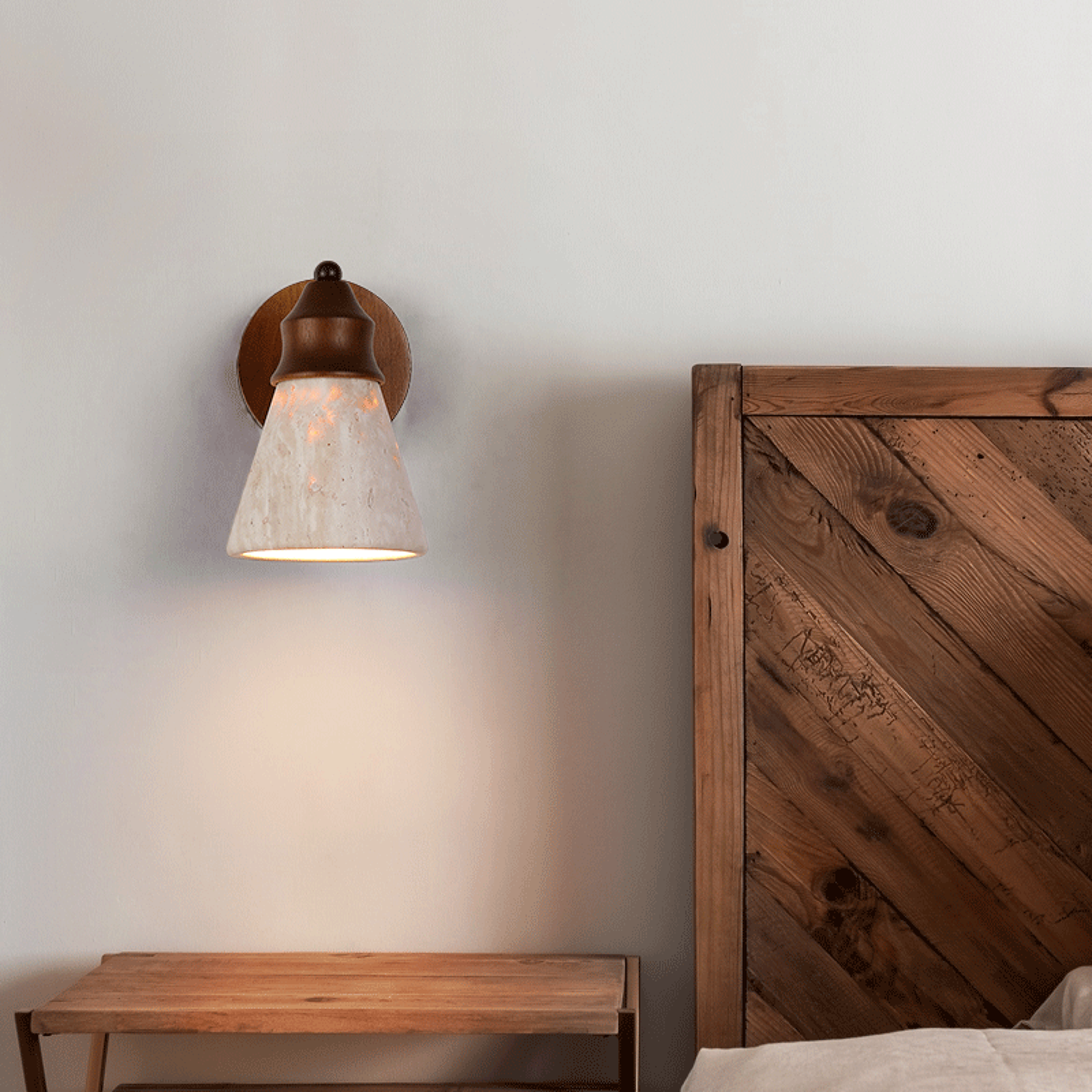 Travertine Wall Lamp Natural Stone LED Wall Sconce for Bedroom Modern Wall Lighting – view 3