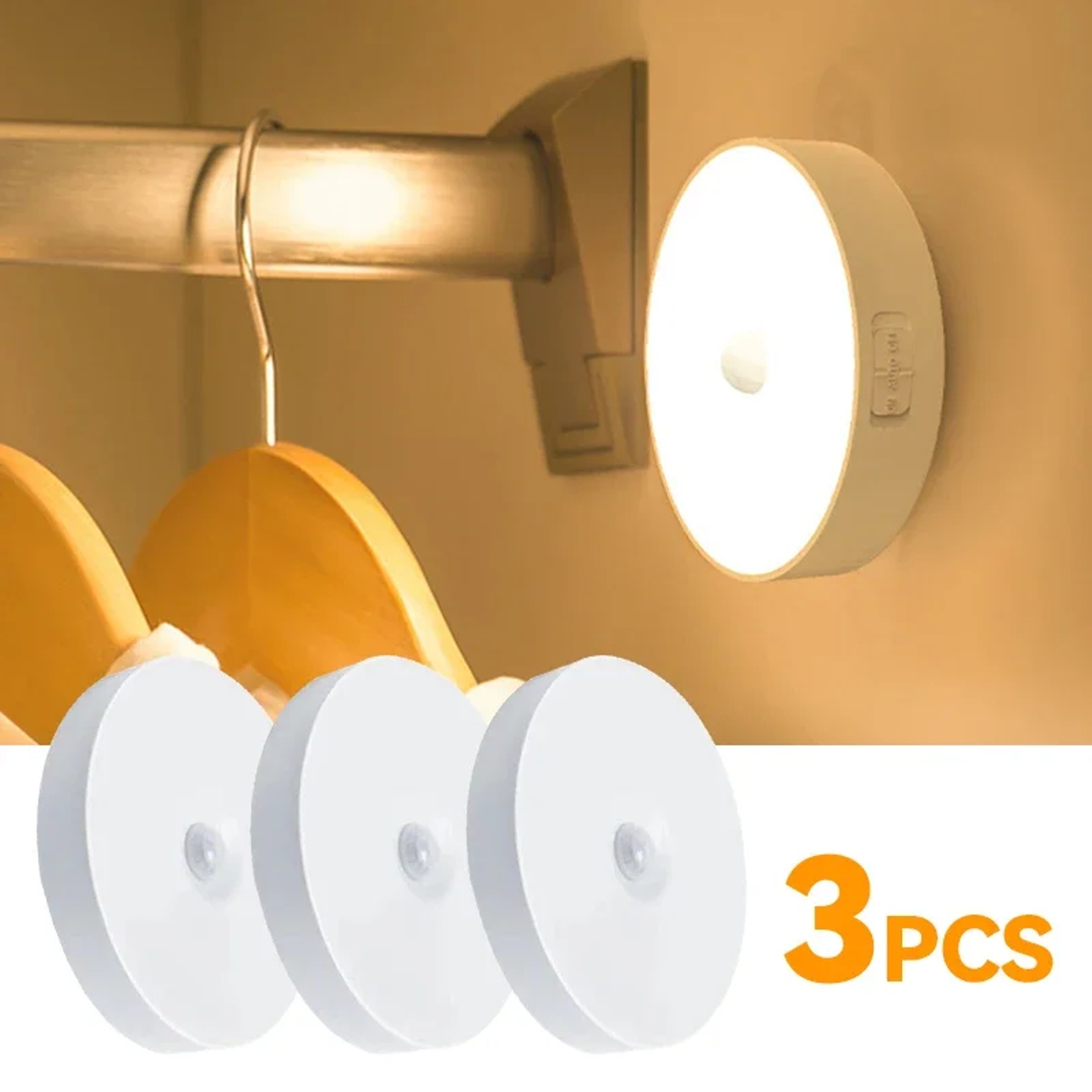 Motion Sensor Night Light USB Rechargeable Wireless LED Cabinet Light for Closet Wardrobe Kitchen and Stairs – view 1