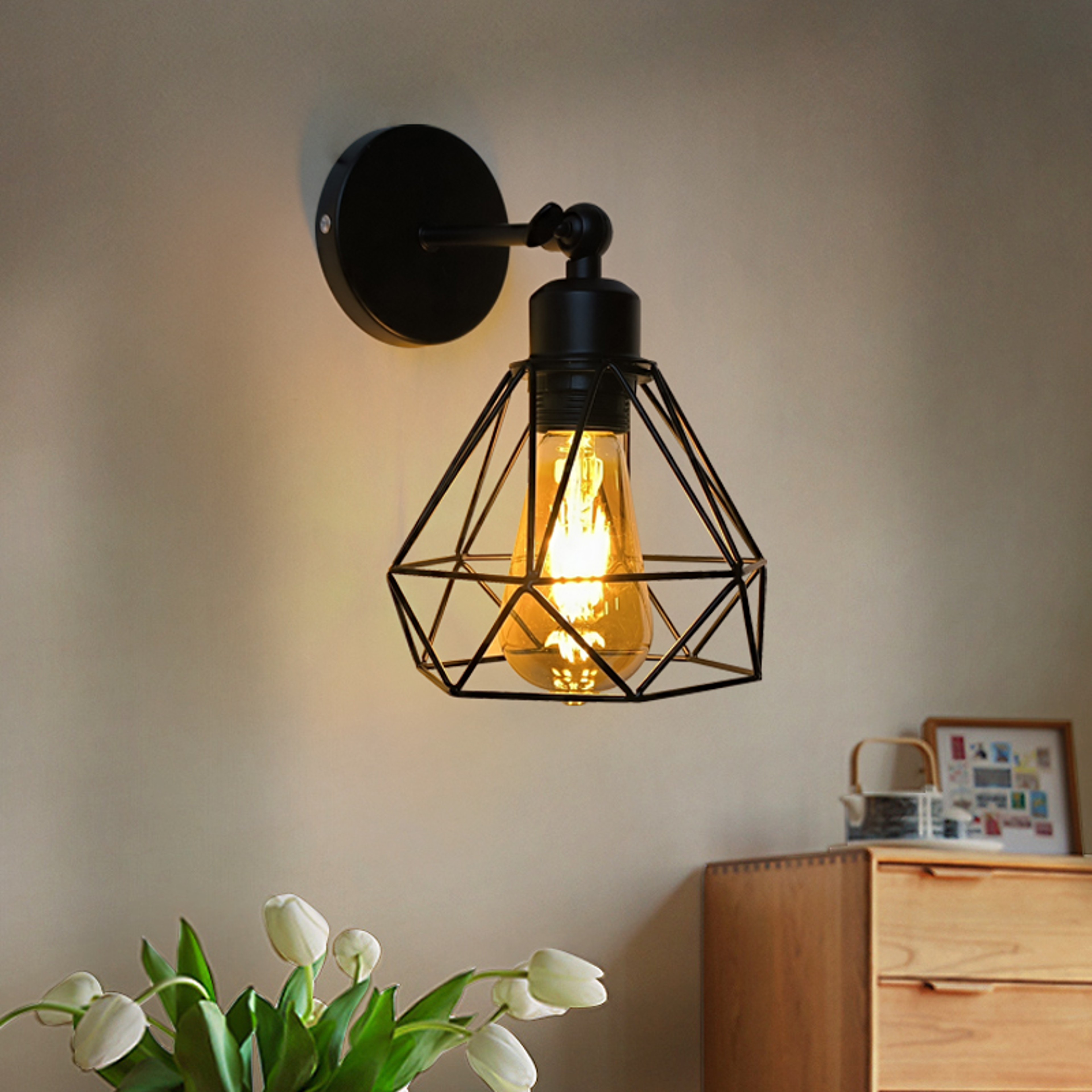 Modern Swing Arm Wall Lamp Adjustable Wall Lamp Black Wall Sconce for Bedroom Living Room – view 2