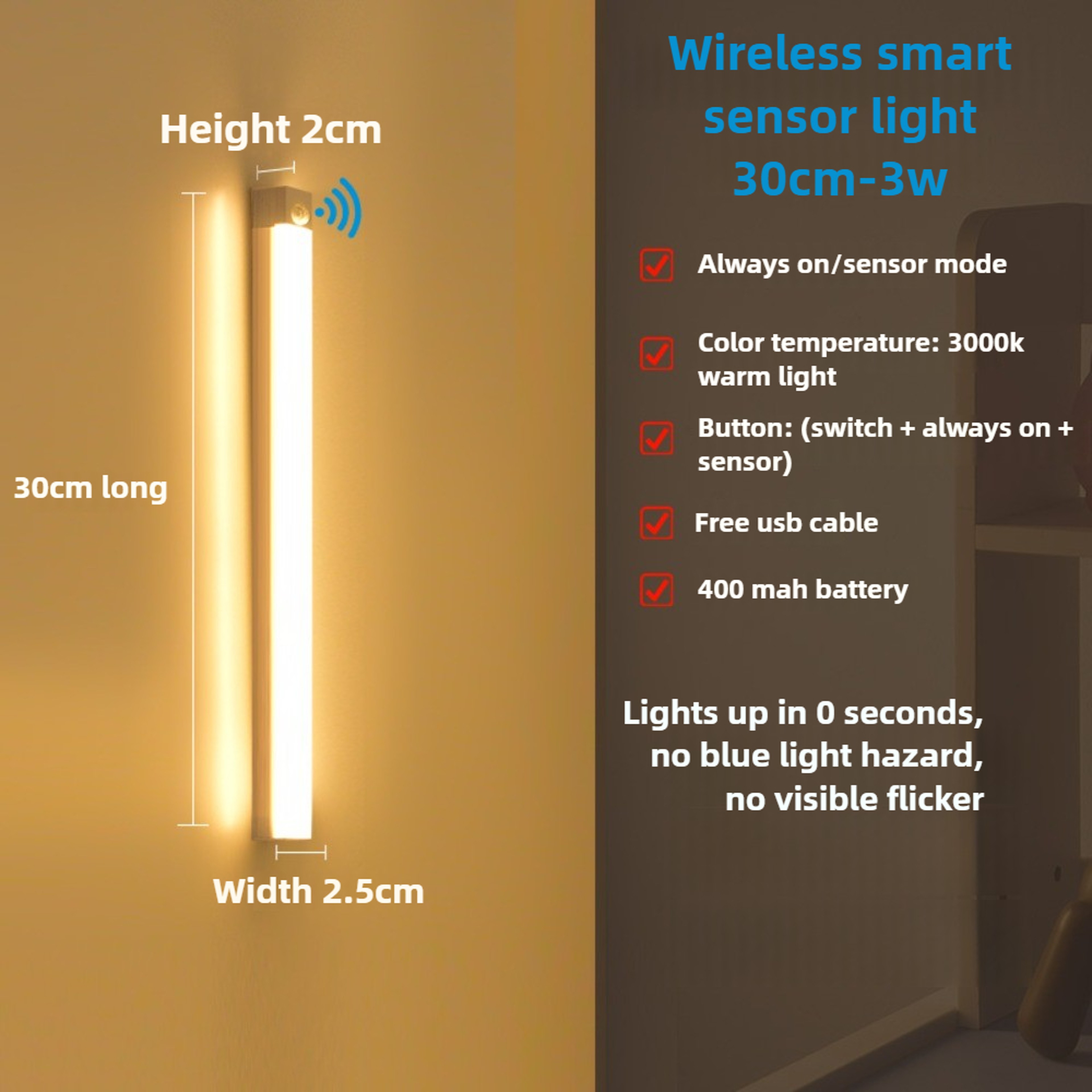 Motion Sensor Light Rechargeable LED Light Magnetic Cabinet Light for Kitchen Closet Hallway – view 8