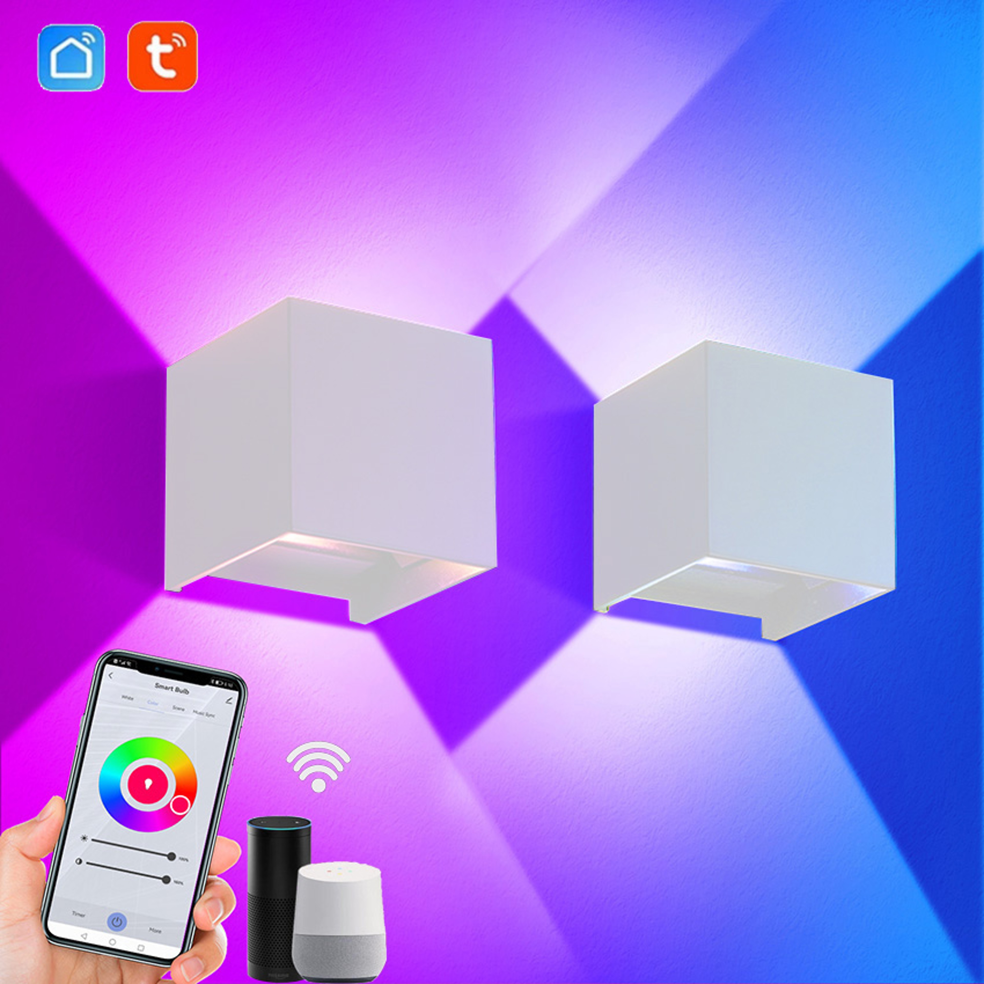 Smart RGB Wall Light with Adjustable Beam Angle Music Sync Alexa Google Assistant Compatible – view 1