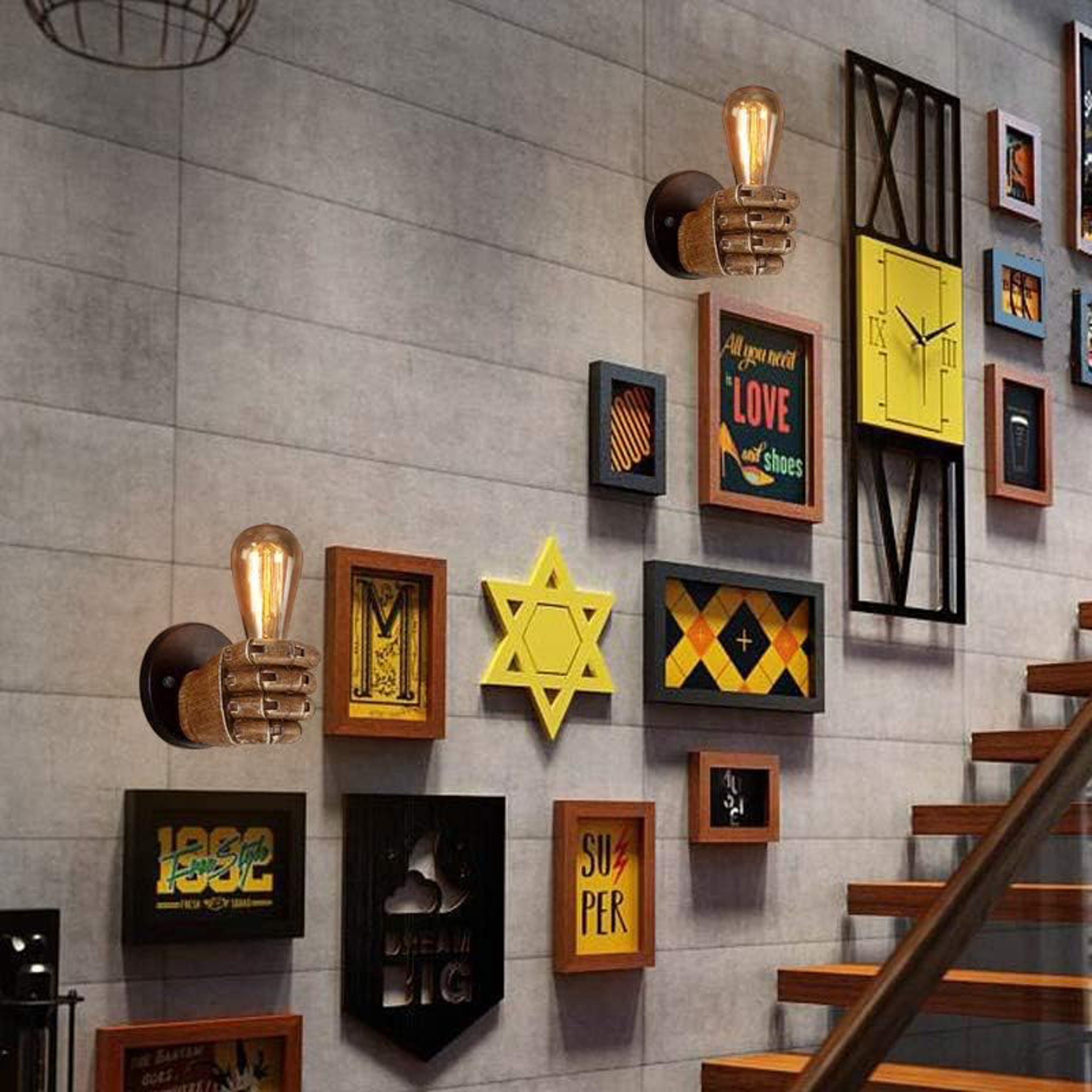 Resin Wall Lamp Hand Wall Sconce Retro Decorative Wall Light for Home Bar Restaurant – view 3