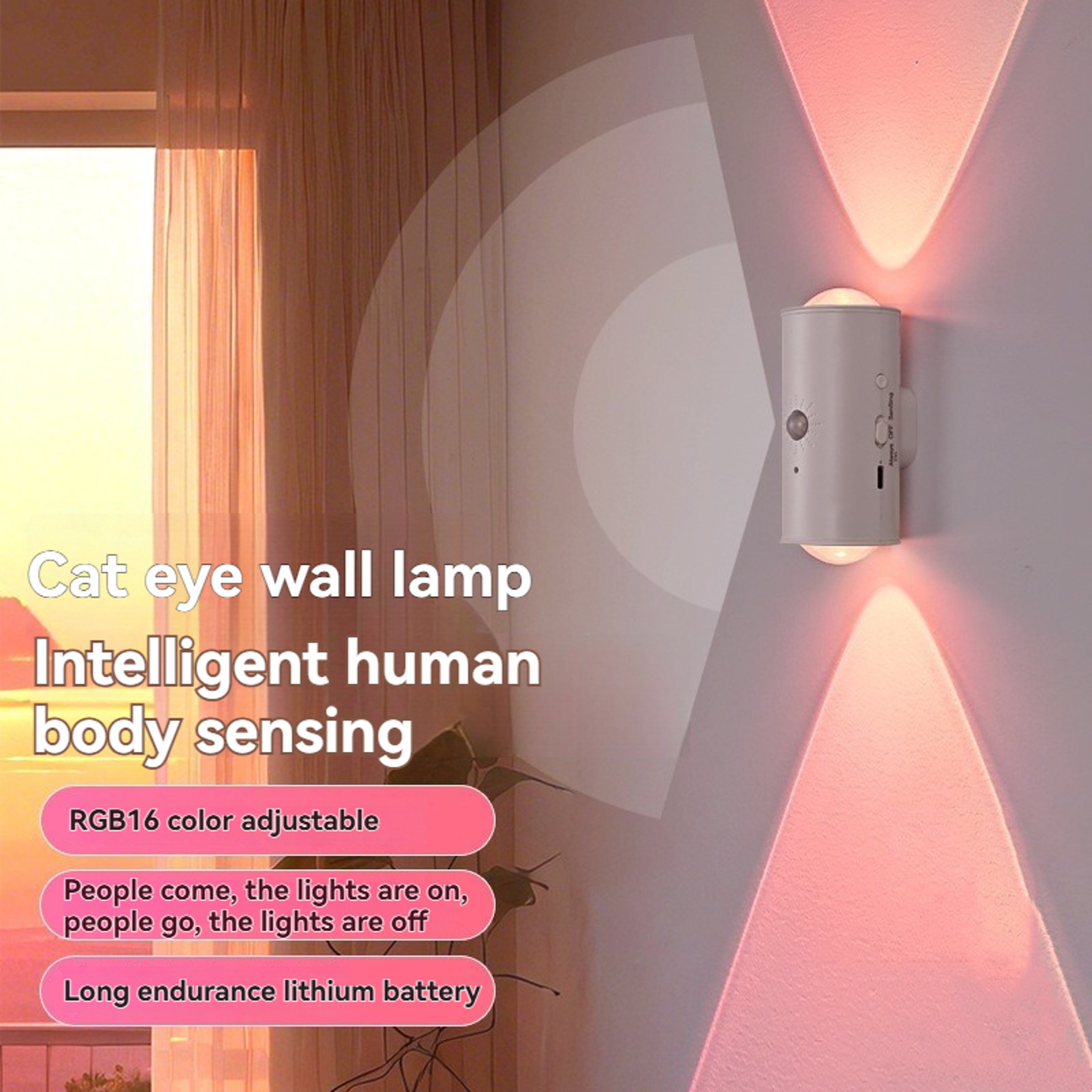 Rechargeable Motion Sensor Wall Light RGB Magnetic LED Night Light for Bedroom Hallway – view 2