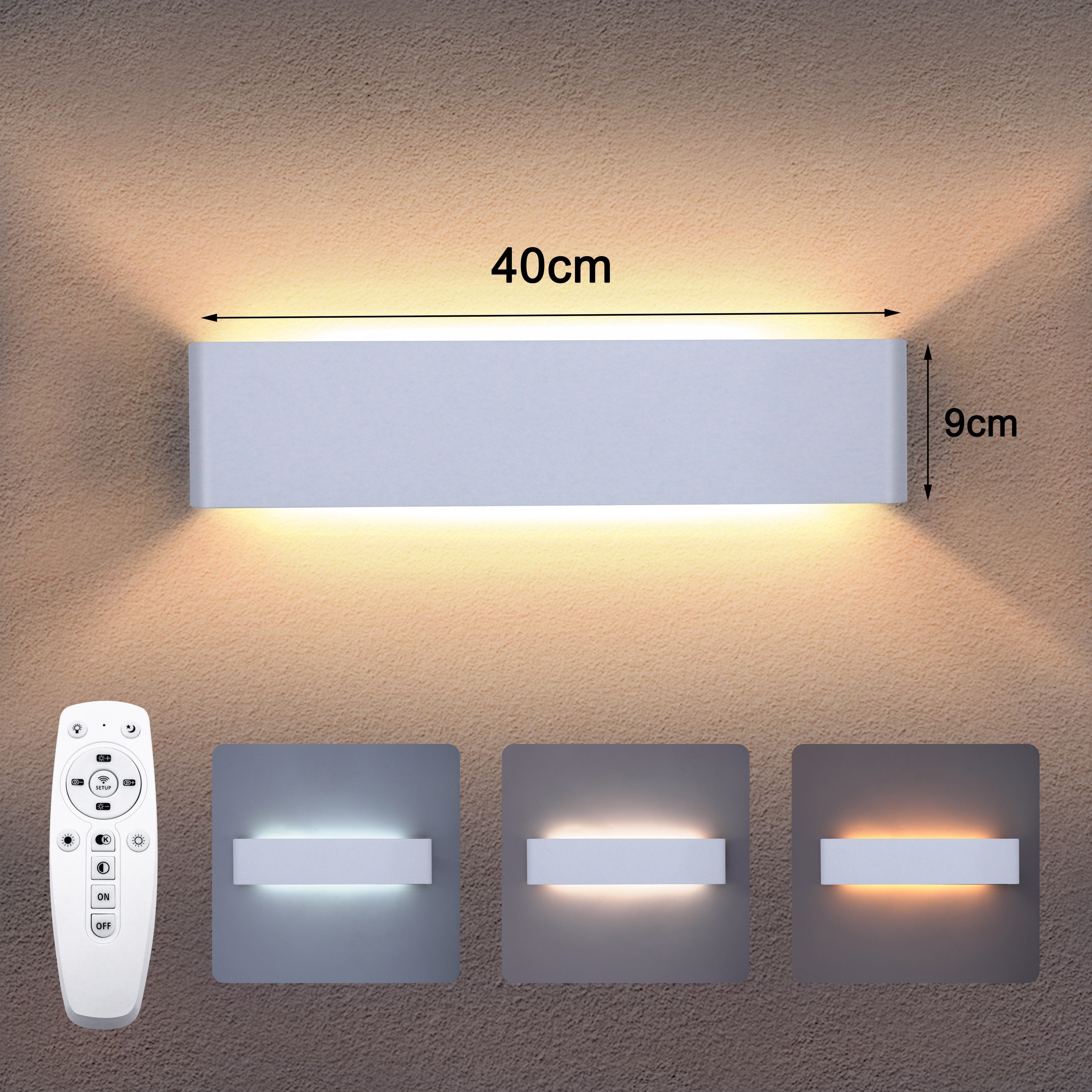 Modern LED Wall Light 16W Remote Control Dimmable Aluminum Wall Sconce for Bedroom Living Room – view 7