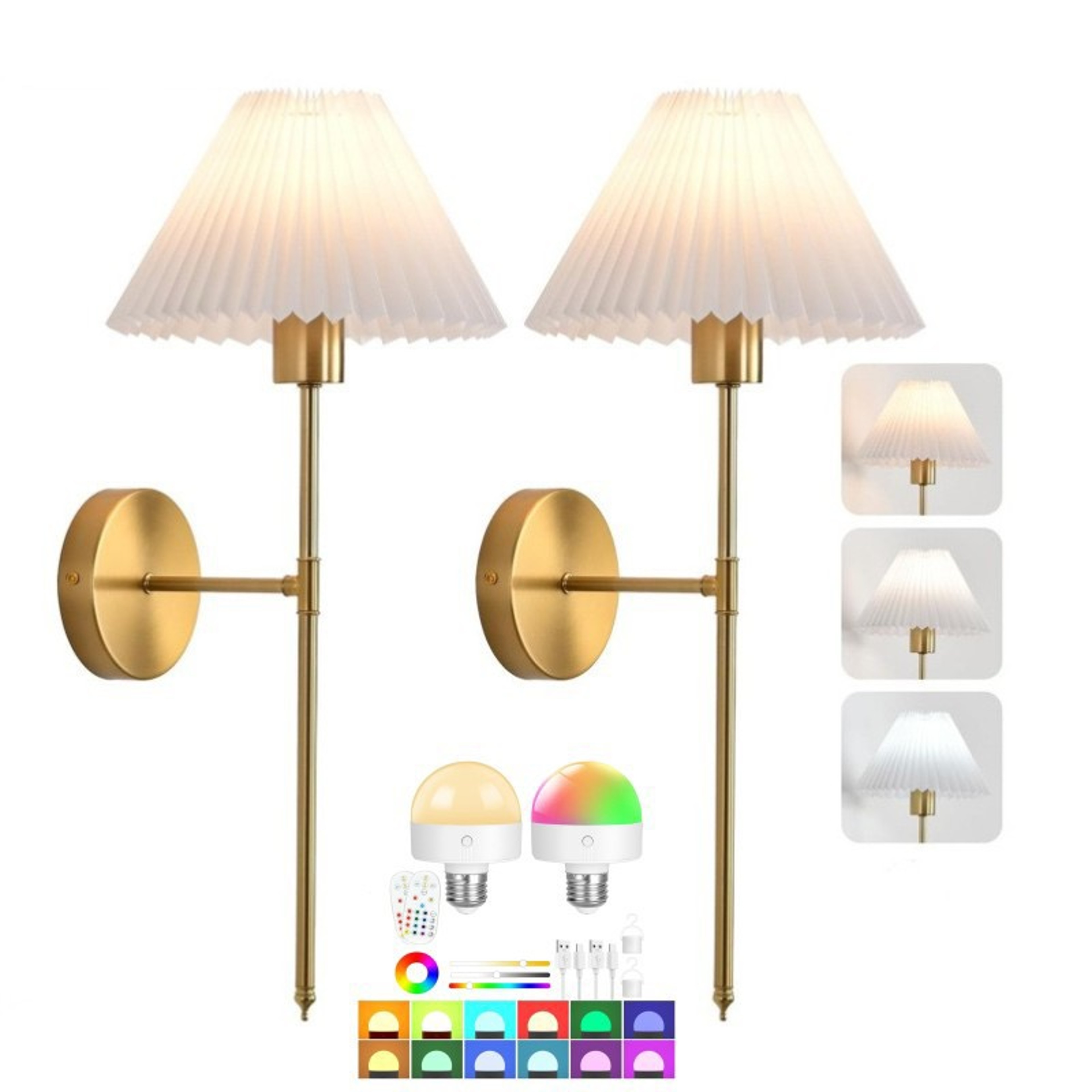 Wireless Wall Light Battery Powered RGB Wall Sconce with Remote Detachable Rechargeable Bulb – view 9