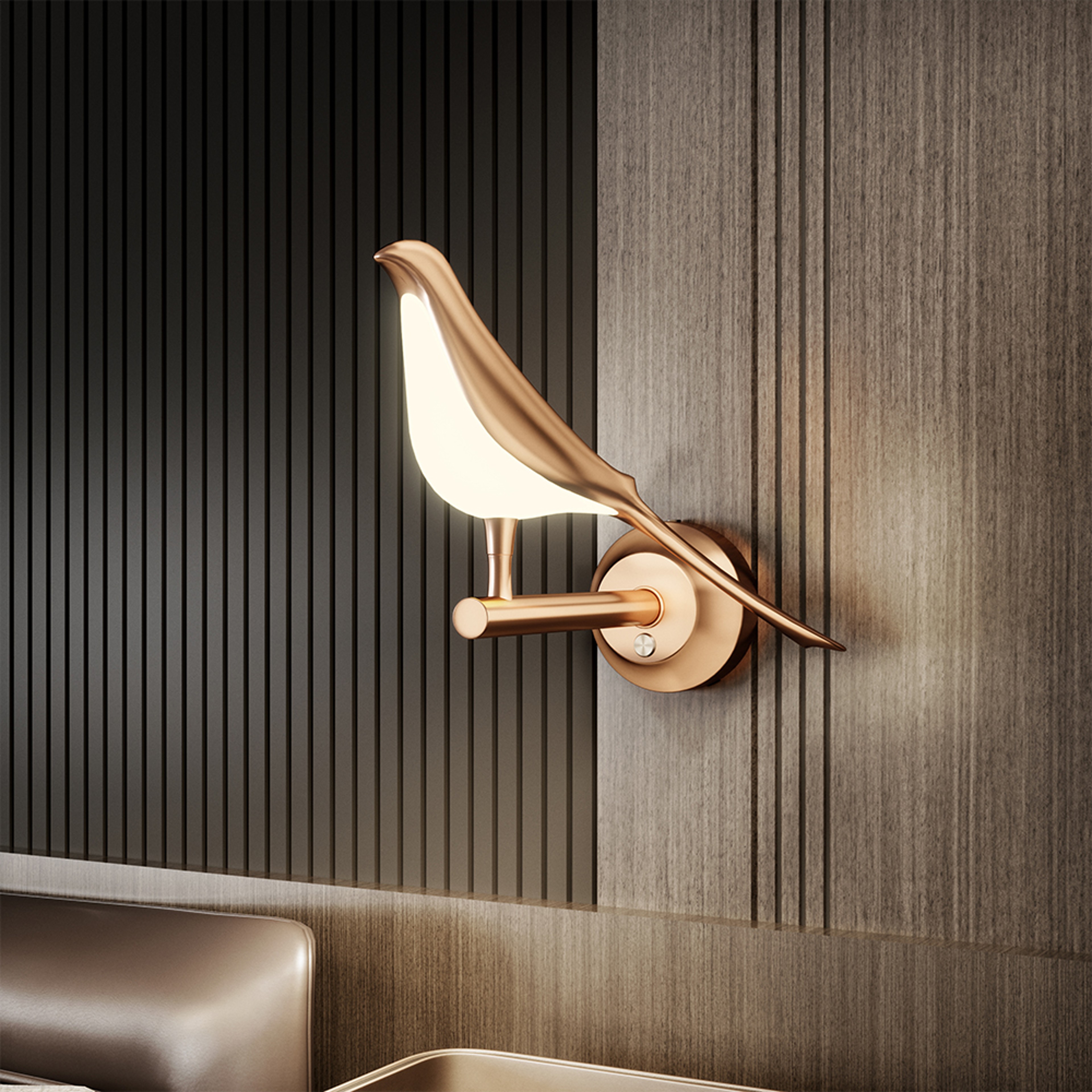 Modern LED Wall Lamp Rose Gold Bird Wall Sconce Nordic Acrylic Decorative Light – view 1