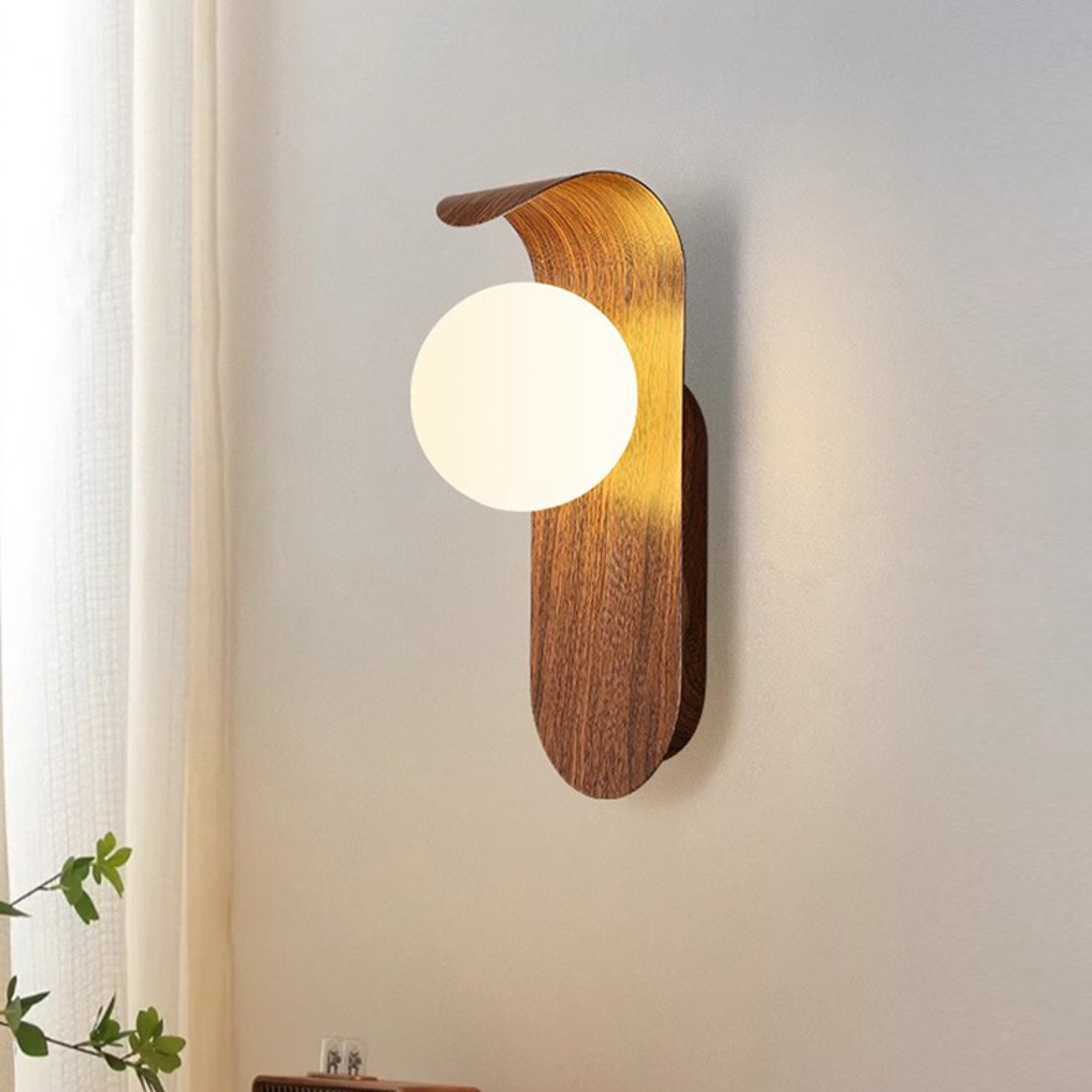 Modern Wood Grain Wall Lamp LED Wall Sconce For Bedroom Living Room Hallway With Acrylic Shade 1