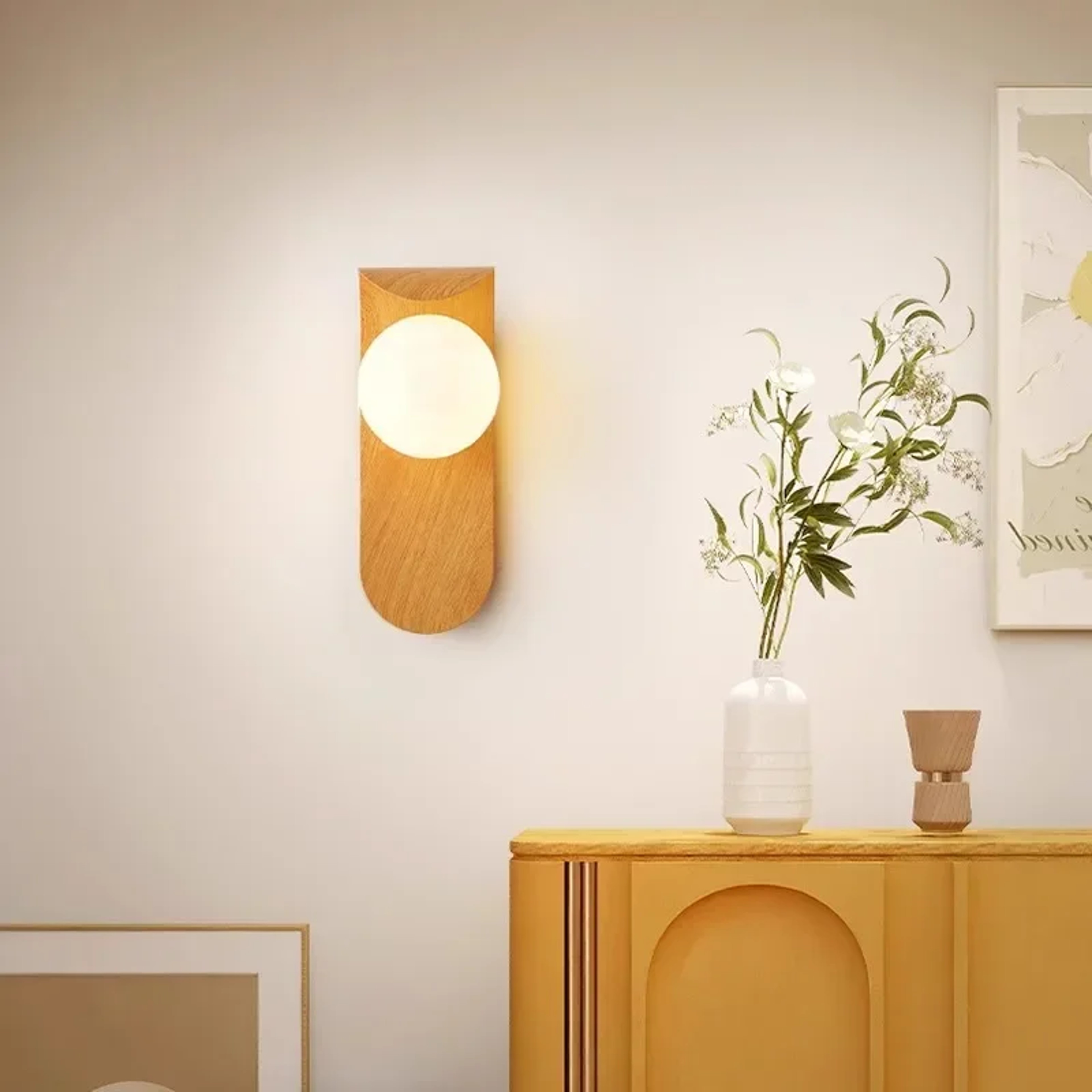 Modern Wood Grain Wall Lamp LED Wall Sconce For Bedroom Living Room Hallway With Acrylic Shade 5