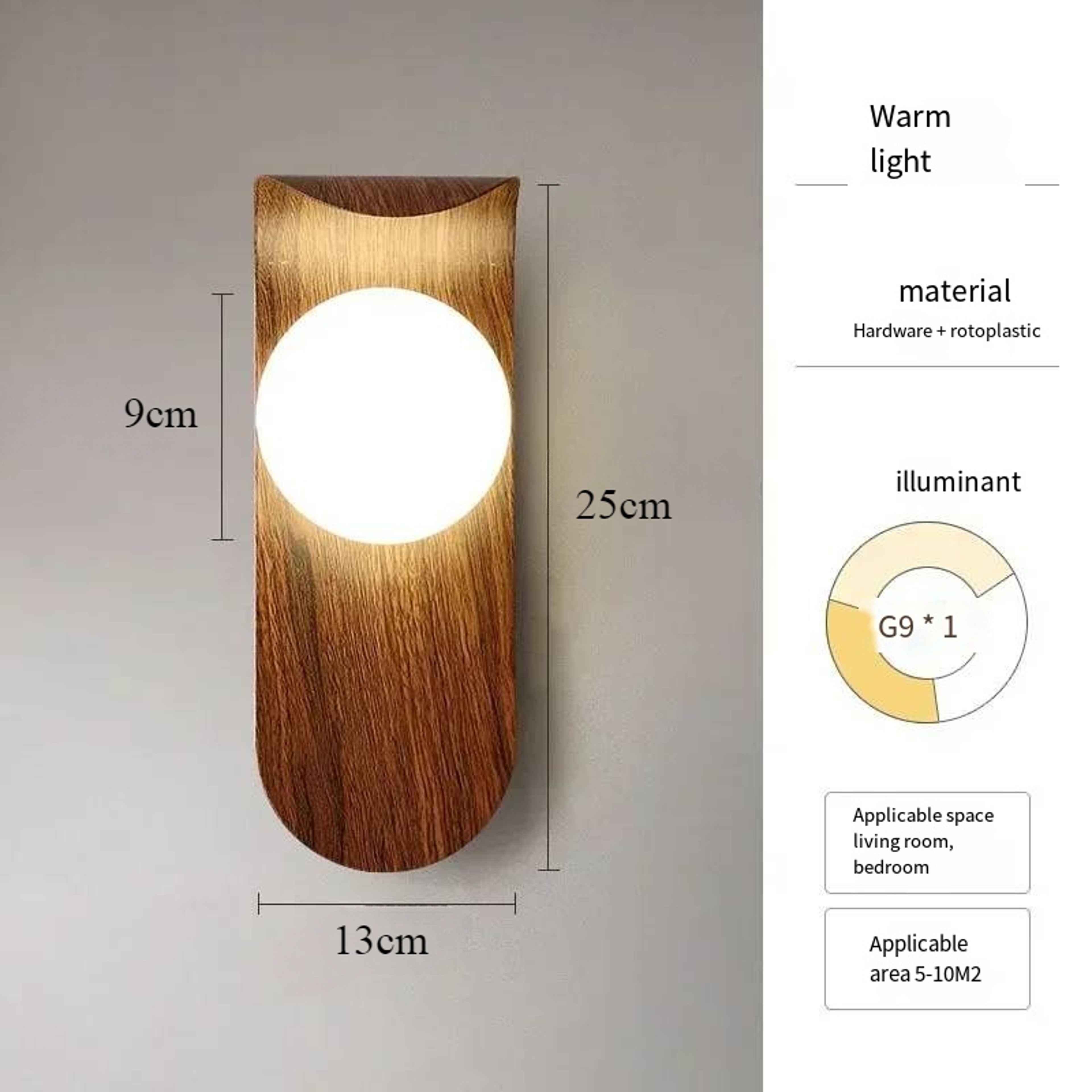 Modern Wood Grain Wall Lamp LED Wall Sconce For Bedroom Living Room Hallway With Acrylic Shade 7