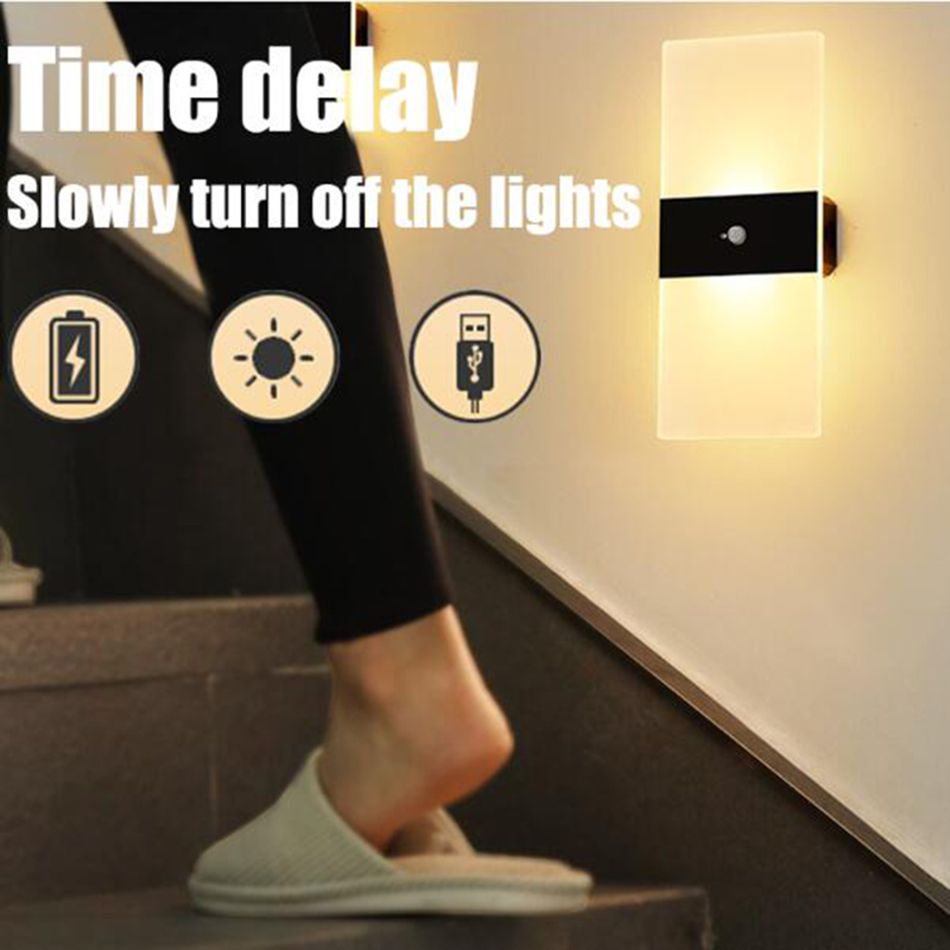 USB Rechargeable Motion Sensor Wall Light Wireless Wall Sconce for Bedroom Hallway Staircase – view 2