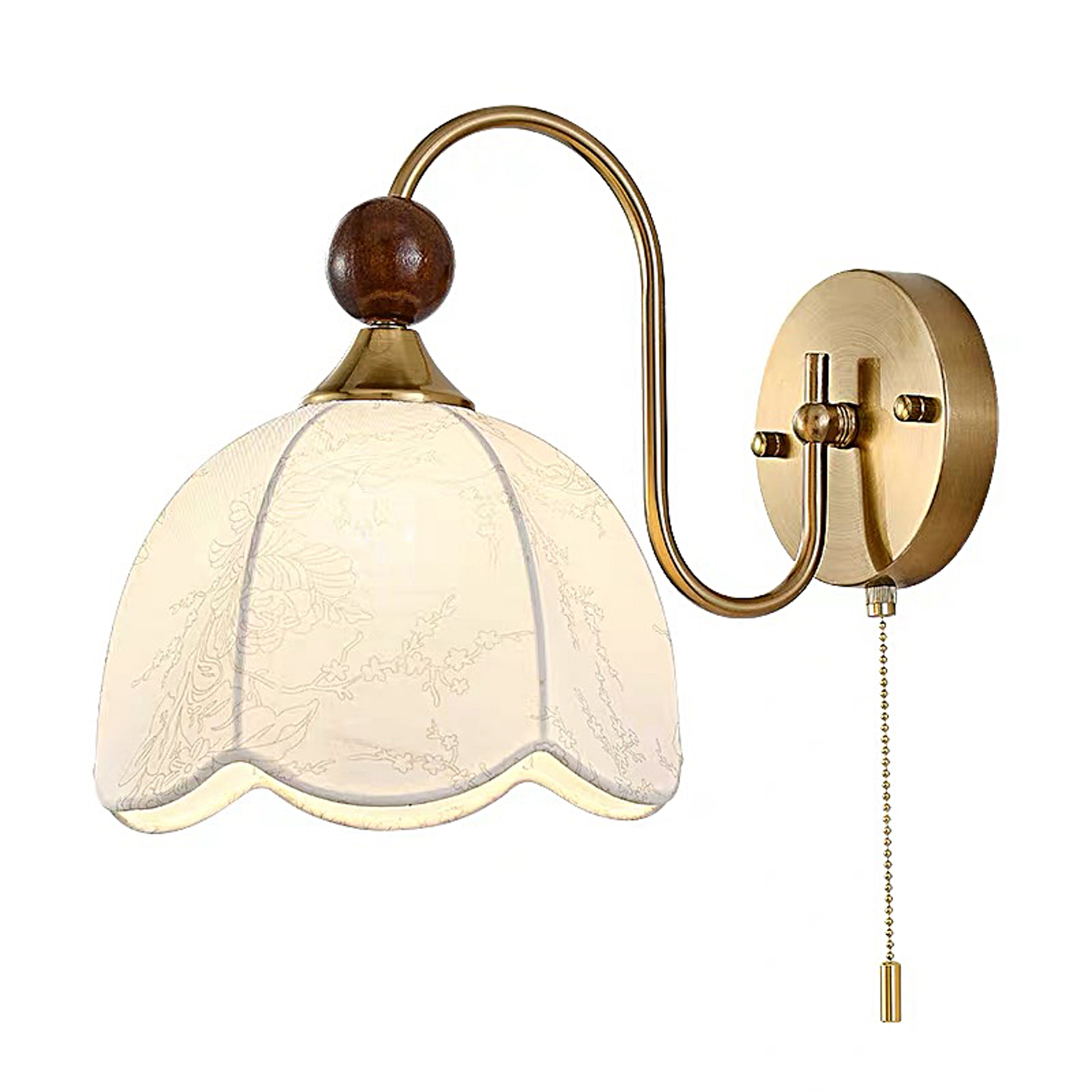 French Style Bedside Wall Lamp with Fabric Shade Plug In Wall Light for Bedroom Living Room Hallway – view 1