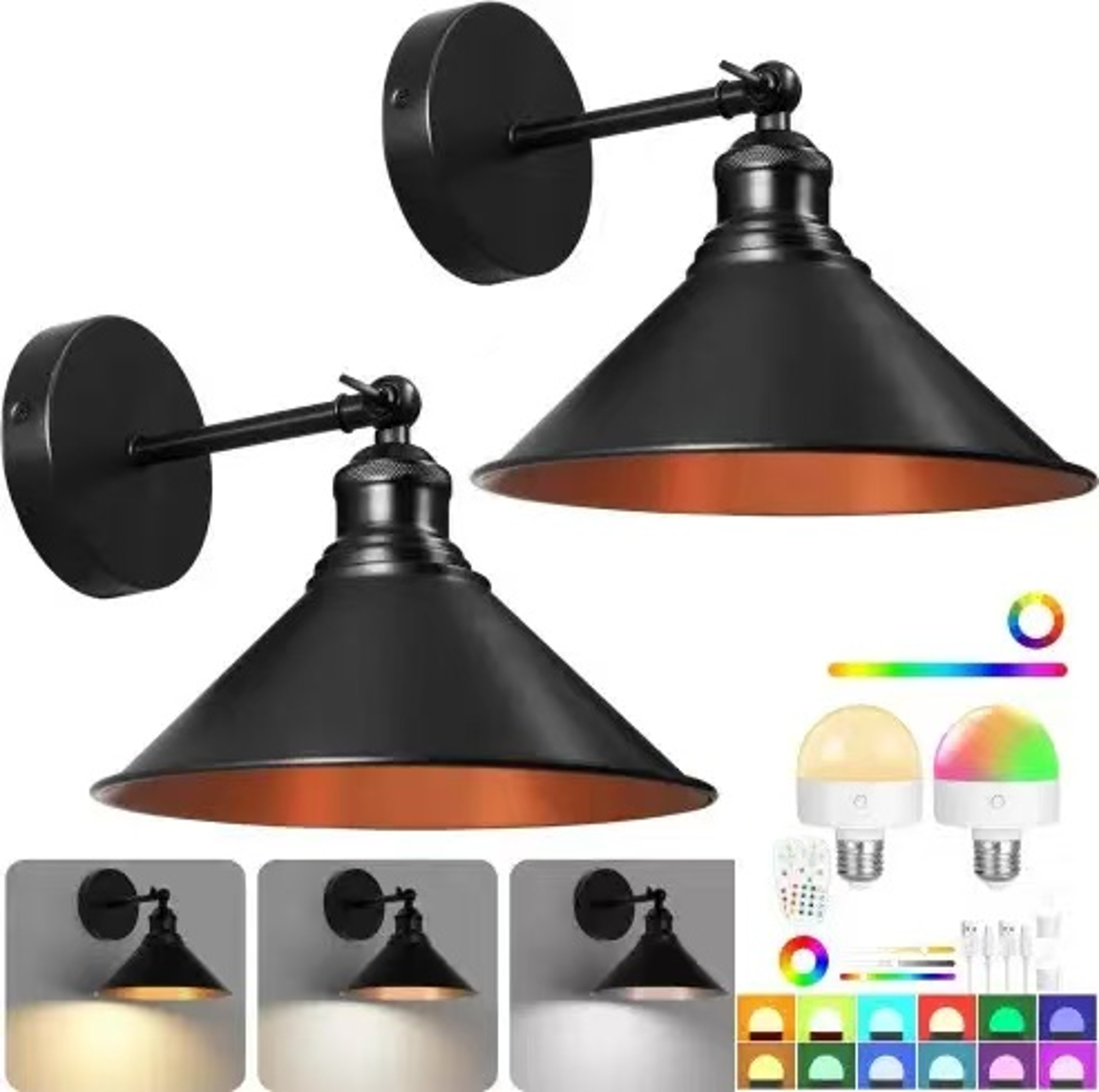 Rechargeable Wireless Wall Light with Remote Control 15 Color Dimmable Detachable LED Bulb – view 9