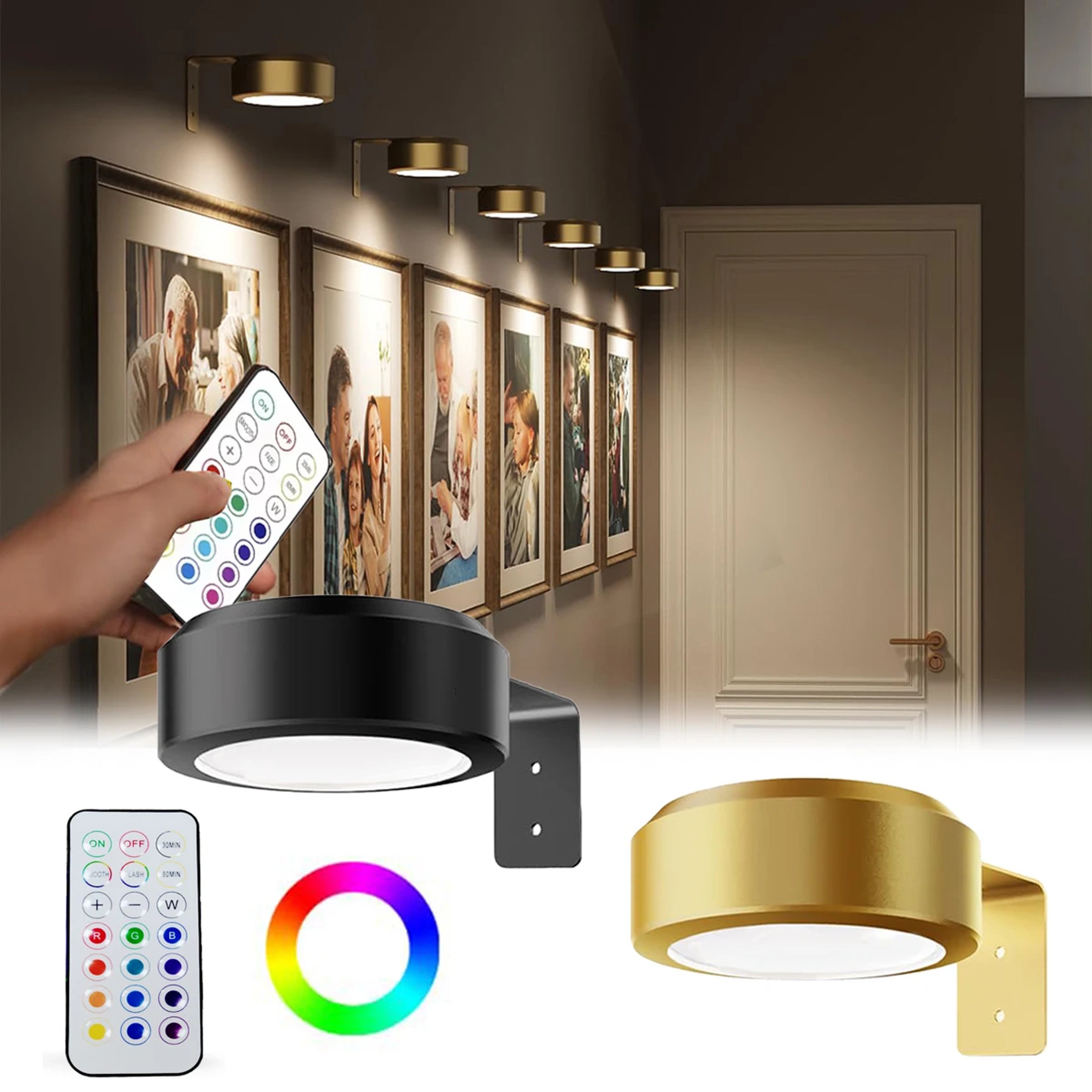LED Picture Light With Remote Control Magnetic Battery Powered Art Display Lamp 0