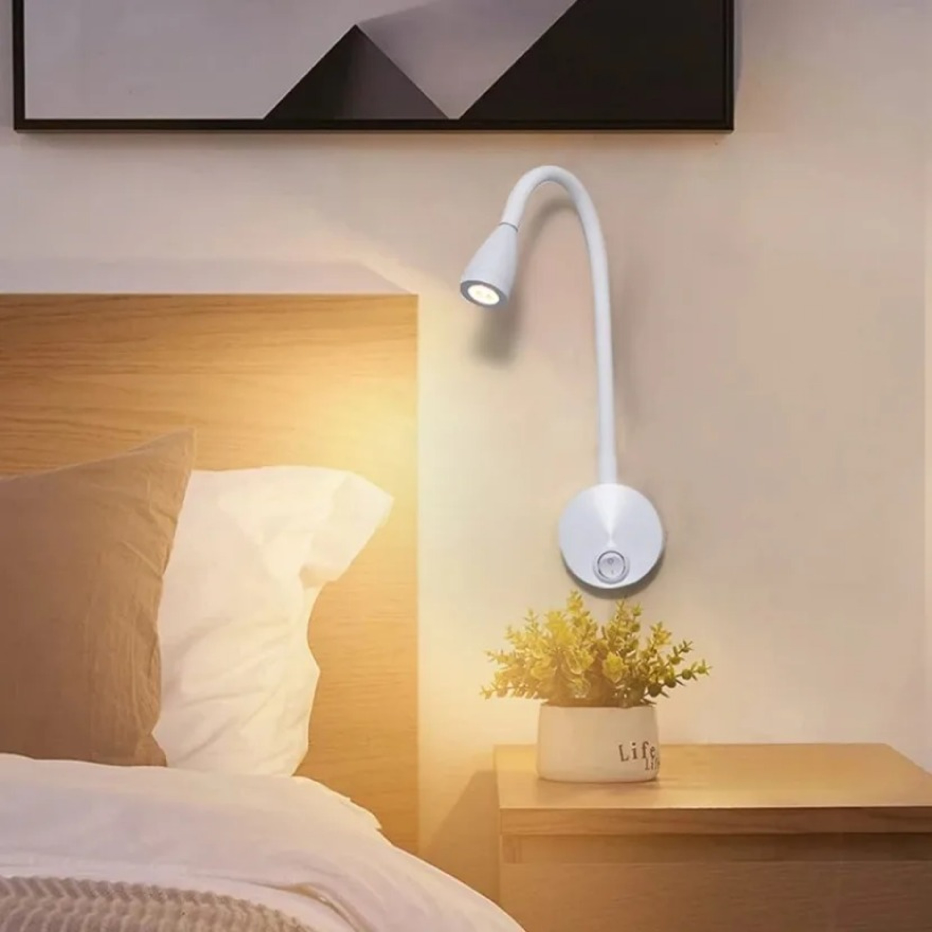 LED Wall Reading Light With Switch Adjustable Gooseneck Bedside Lamp 1