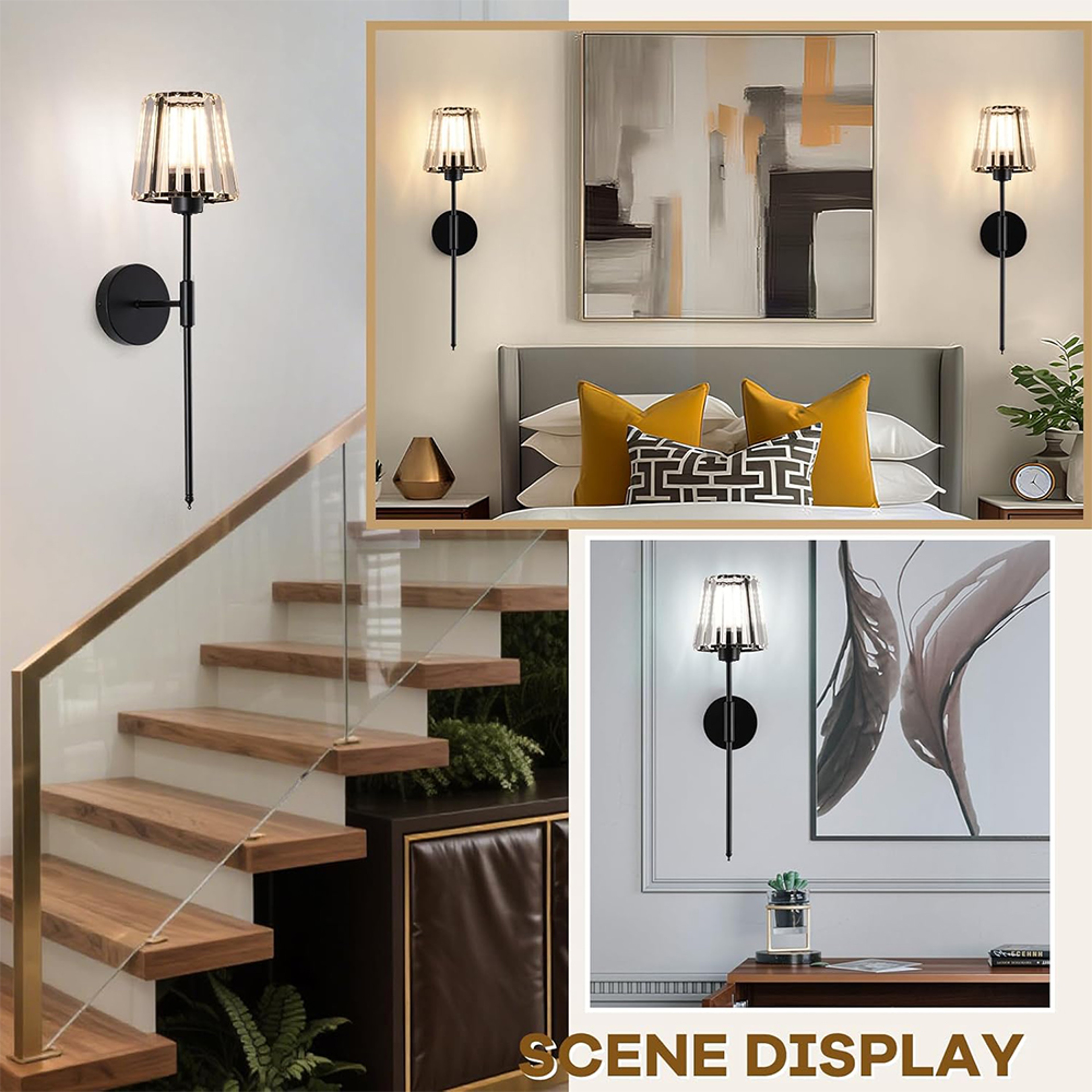 American Style Rechargeable Wall Sconce Crystal LED Wireless Wall Light for Bedroom Decor – view 4