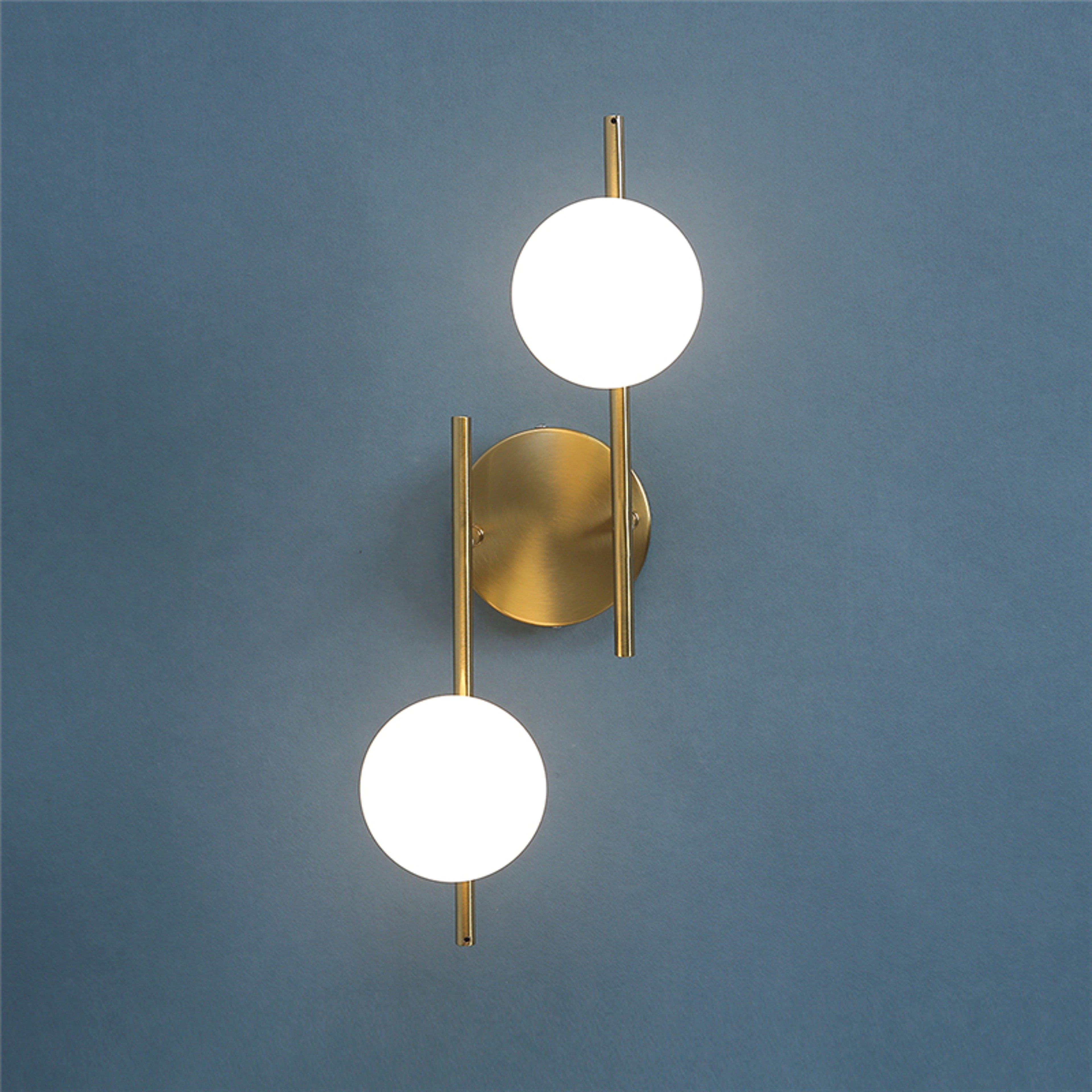 Modern Wall Sconce Gold Wall Light with Milky Glass Globe Dual G9 Bedside Lamp – view 1