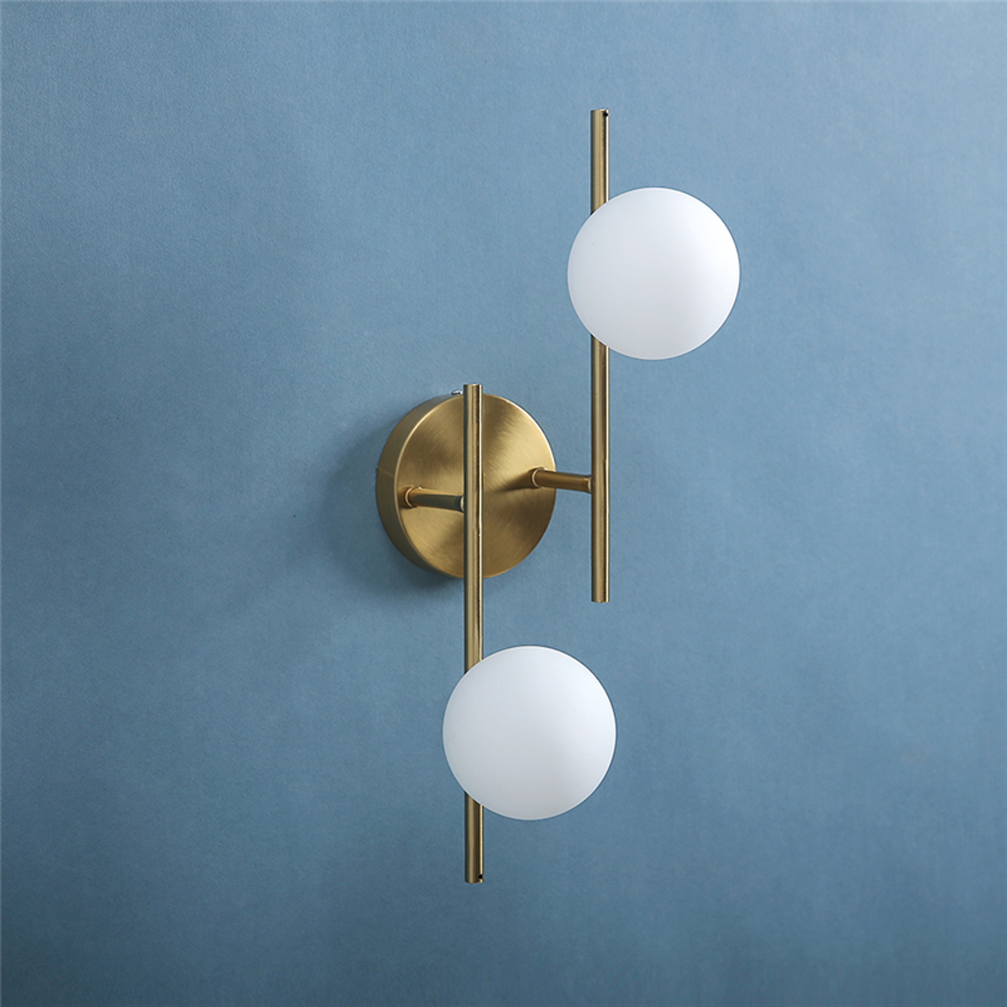 Modern Wall Sconce Gold Wall Light with Milky Glass Globe Dual G9 Bedside Lamp – view 5