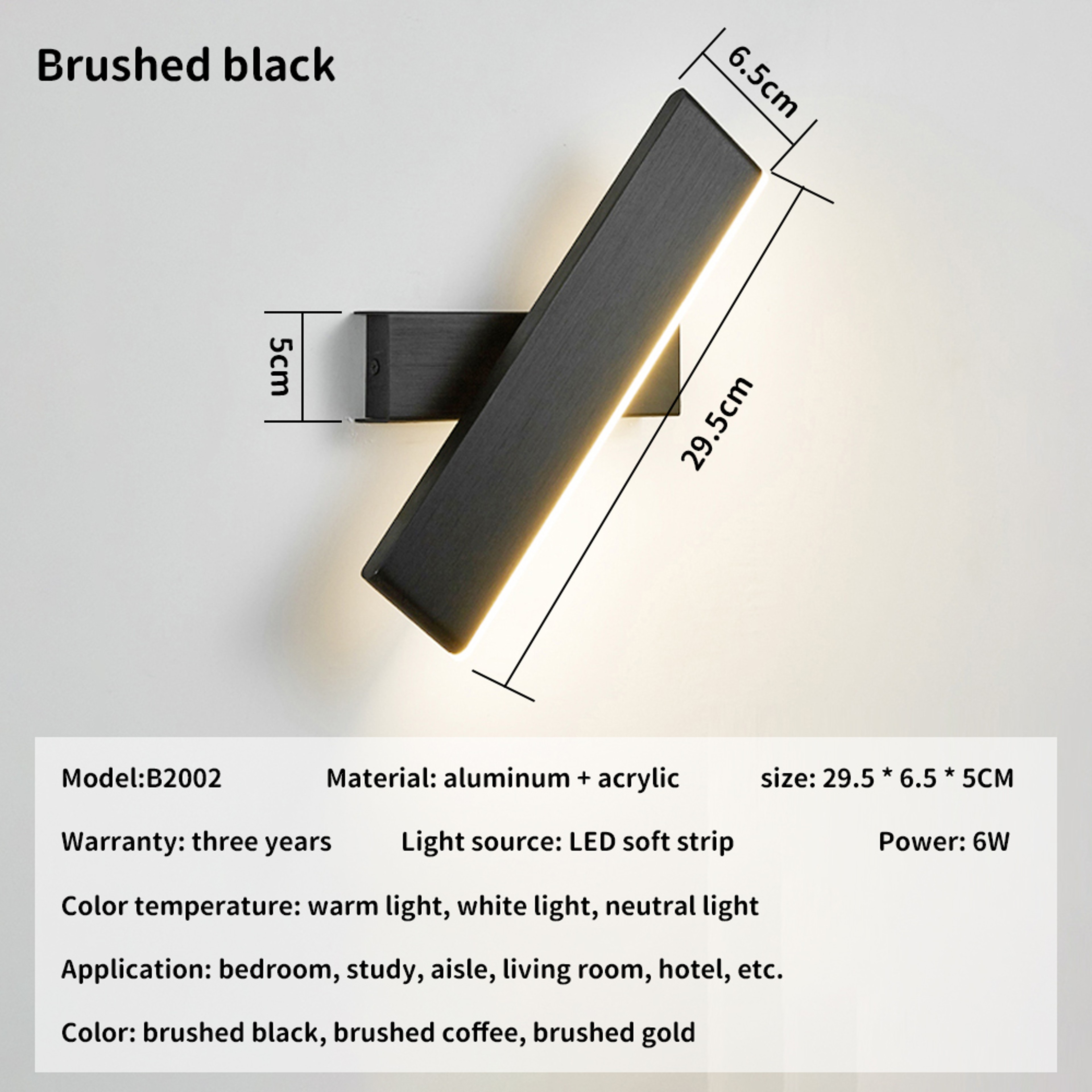 Adjustable LED Wall Sconce Modern Indoor Rotation Lamp For Bedroom Stair Hallway Decor 2