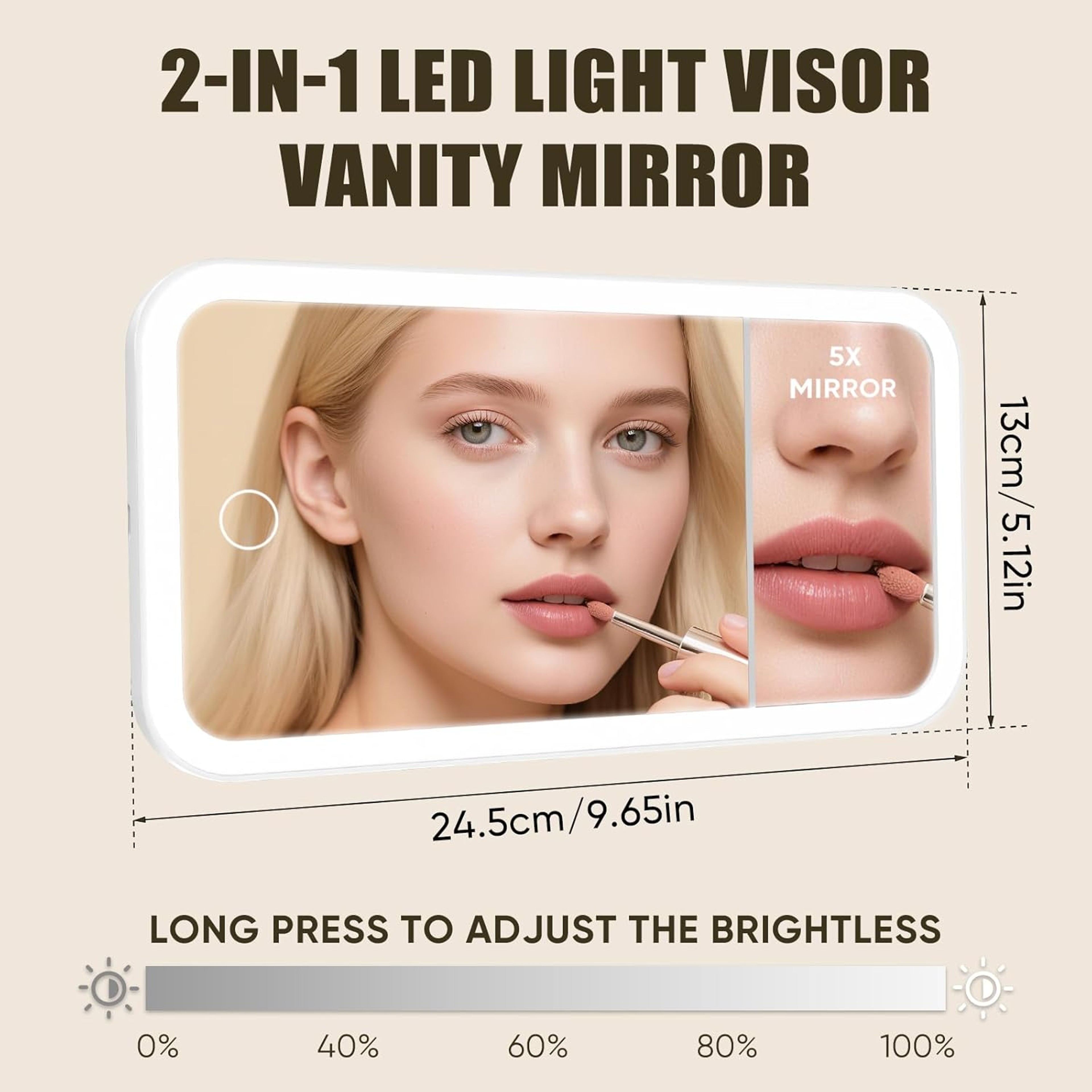 Car Vanity Makeup Mirror with Lights Magnification LED Touch Mirror – view 3