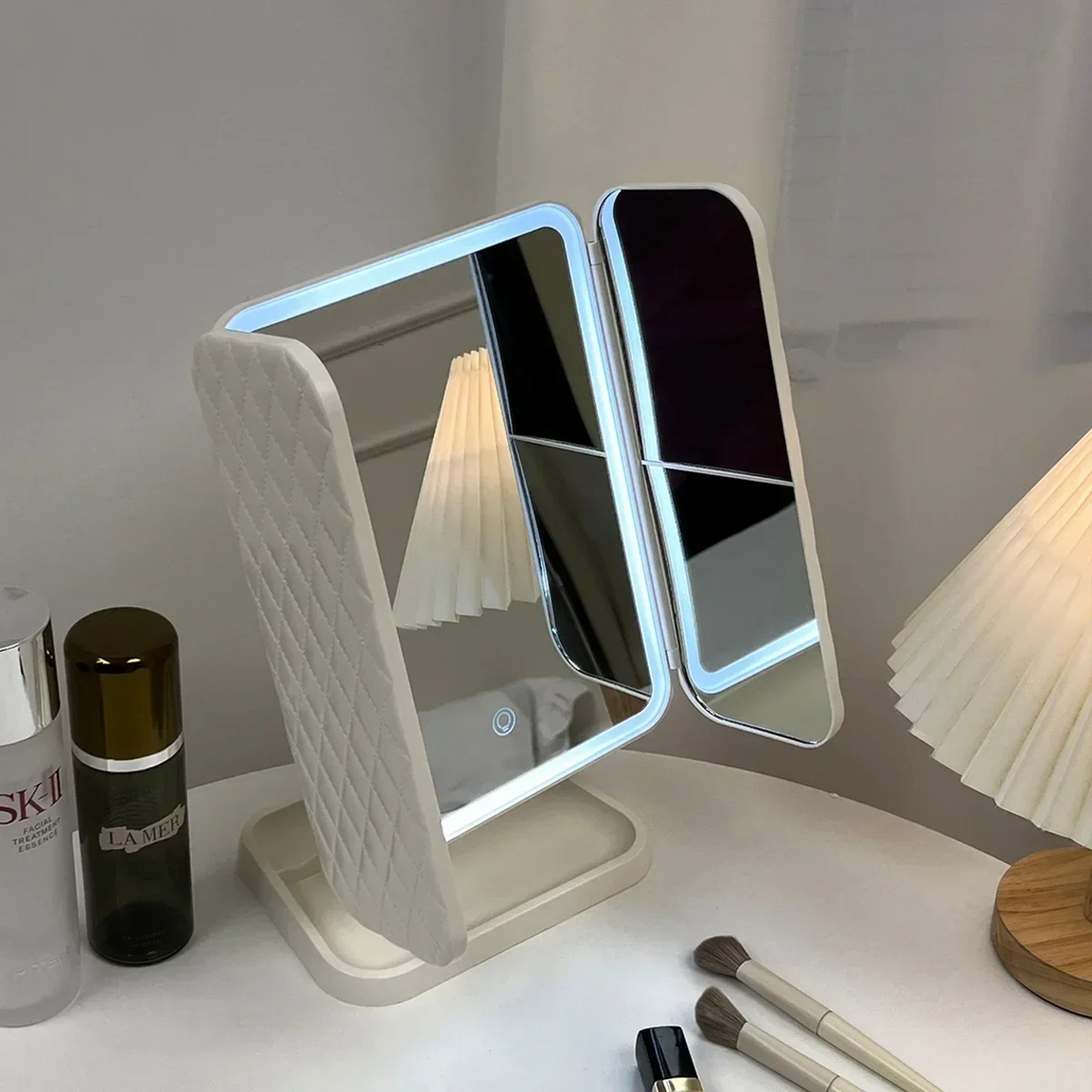 LED Makeup Mirror with Smart Fill Light Tri Fold Dressing Mirror for Beauty and Dorm Room – view 3