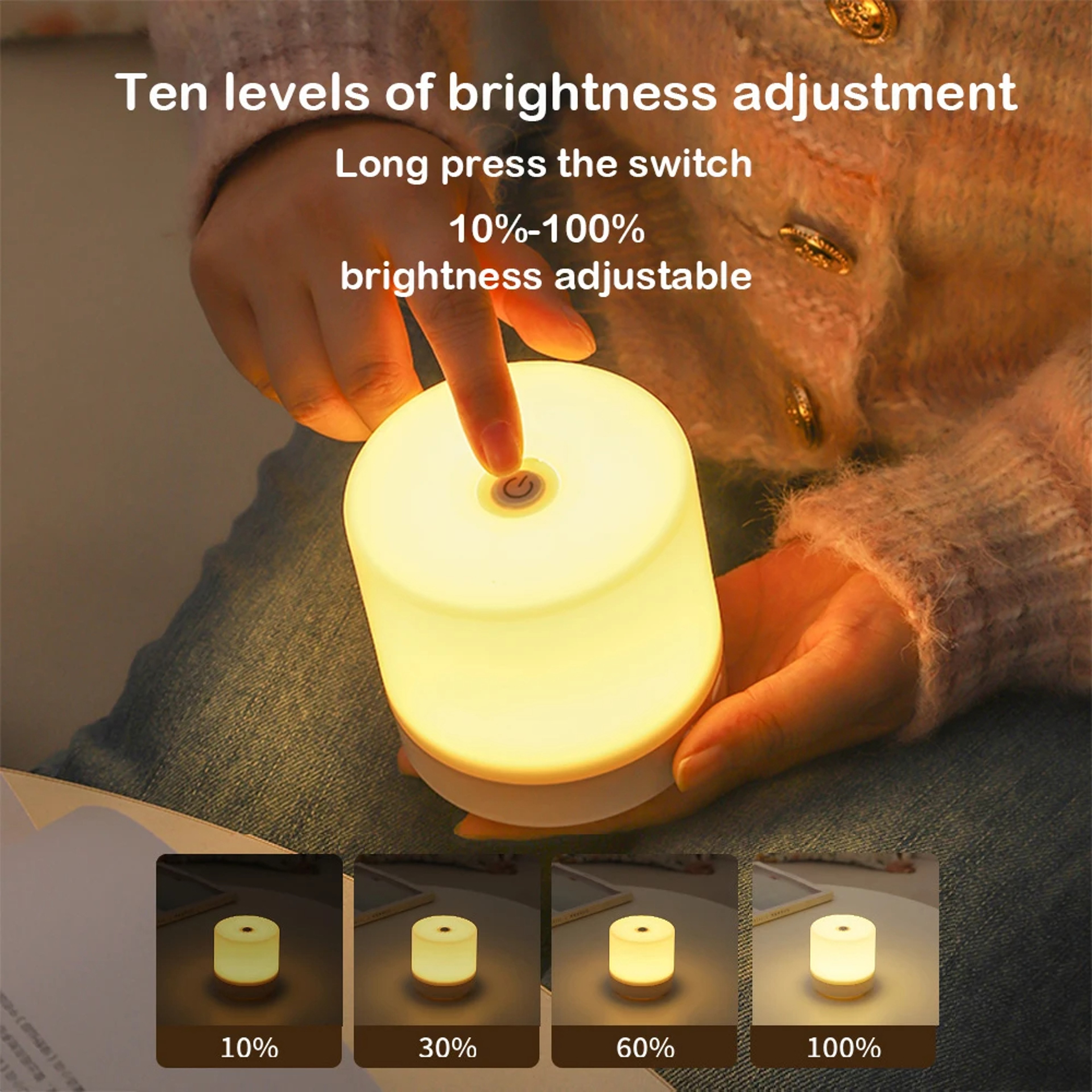 Touch Night Light Bedside Lamp USB Rechargeable Dimmable LED Lamp For Kids Bedroom 2