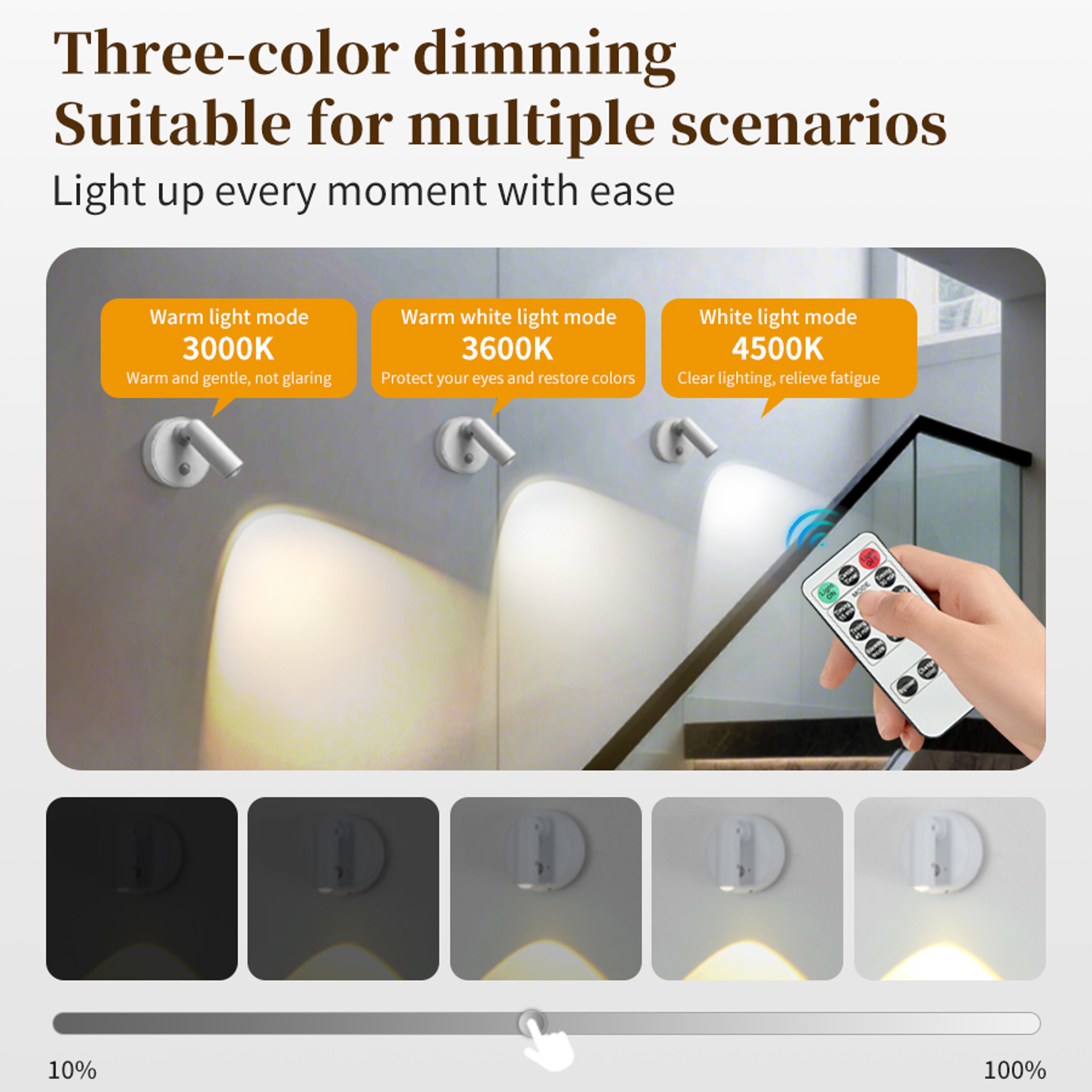 Rechargeable LED Spotlight Motion Sensor Wall Light with Remote Control for Closet and Art Display – view 3