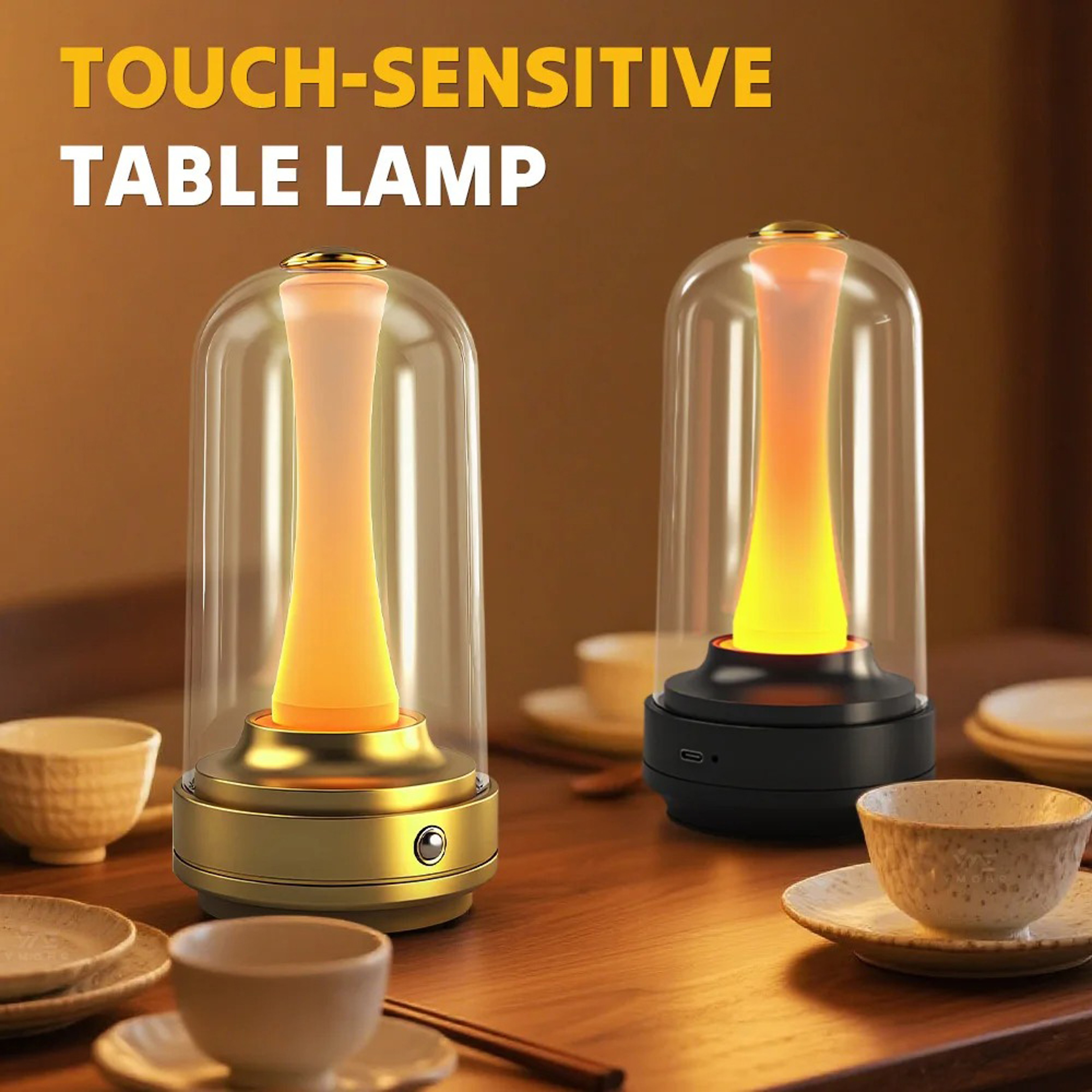 Rechargeable Night Light LED Touch Control Glass Lamp for Cozy Home Ambiance – view 1