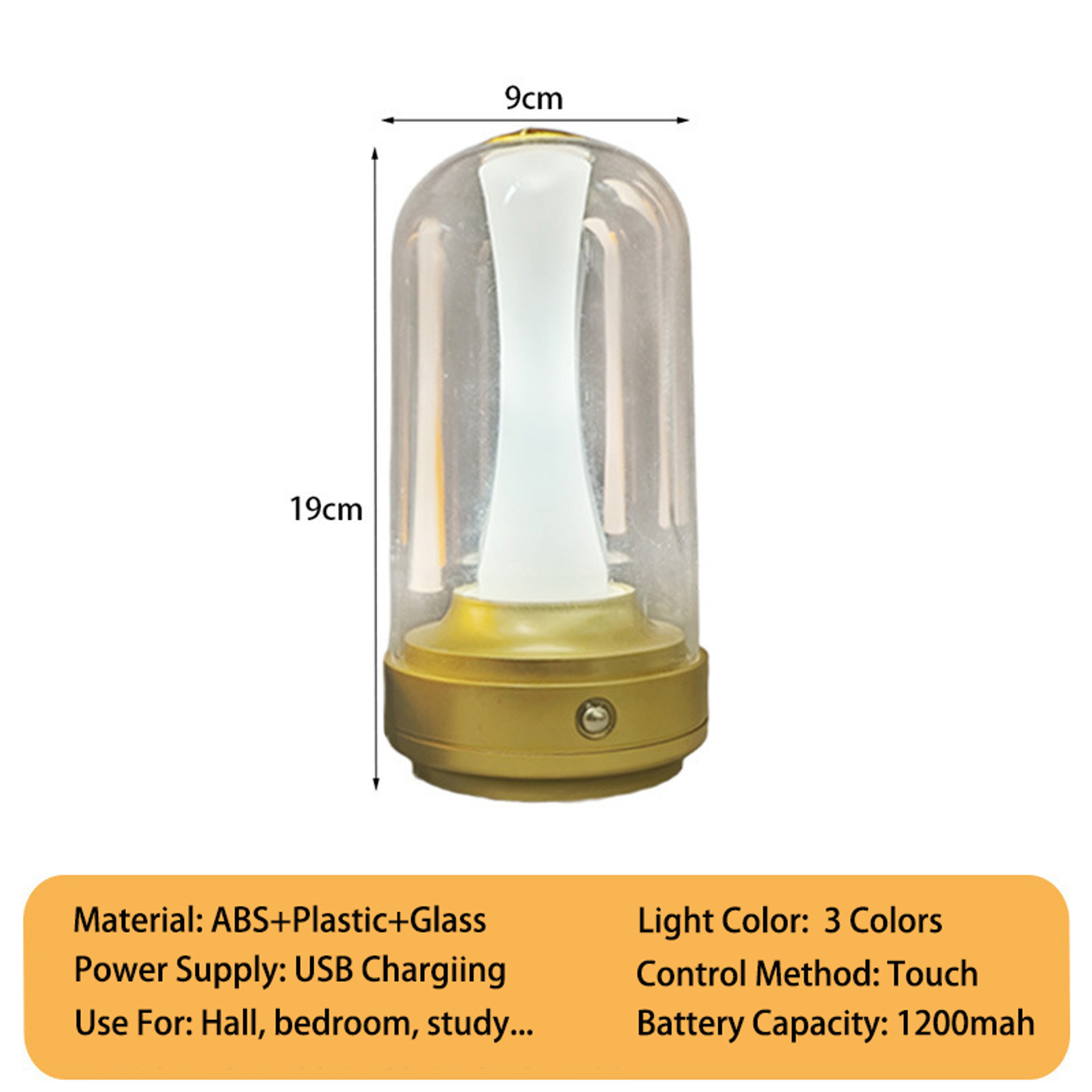 Rechargeable Night Light LED Touch Control Glass Lamp for Cozy Home Ambiance – view 7