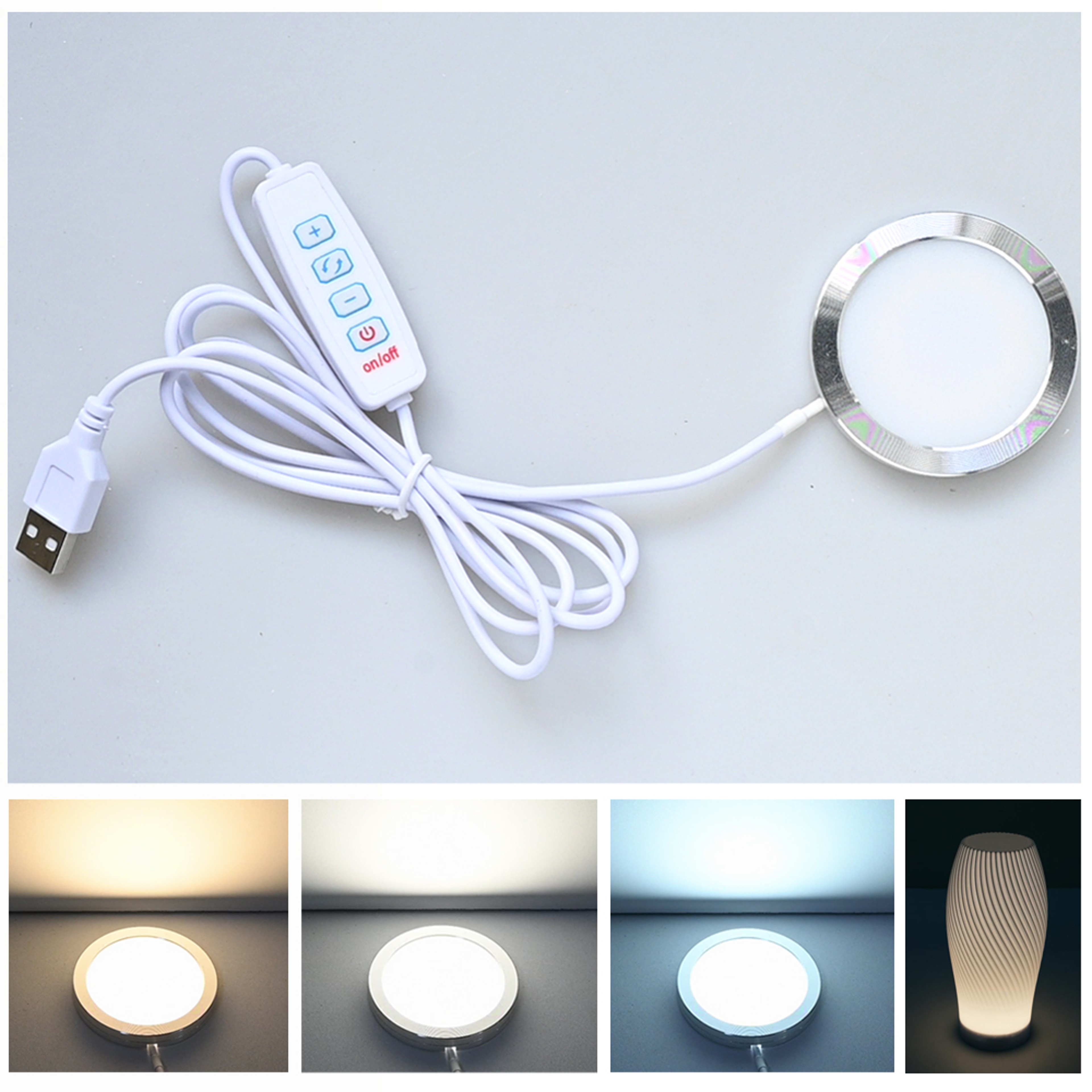 LED Cabinet Light Dimmable USB Round Wardrobe Lamp for Home Decor – view 1